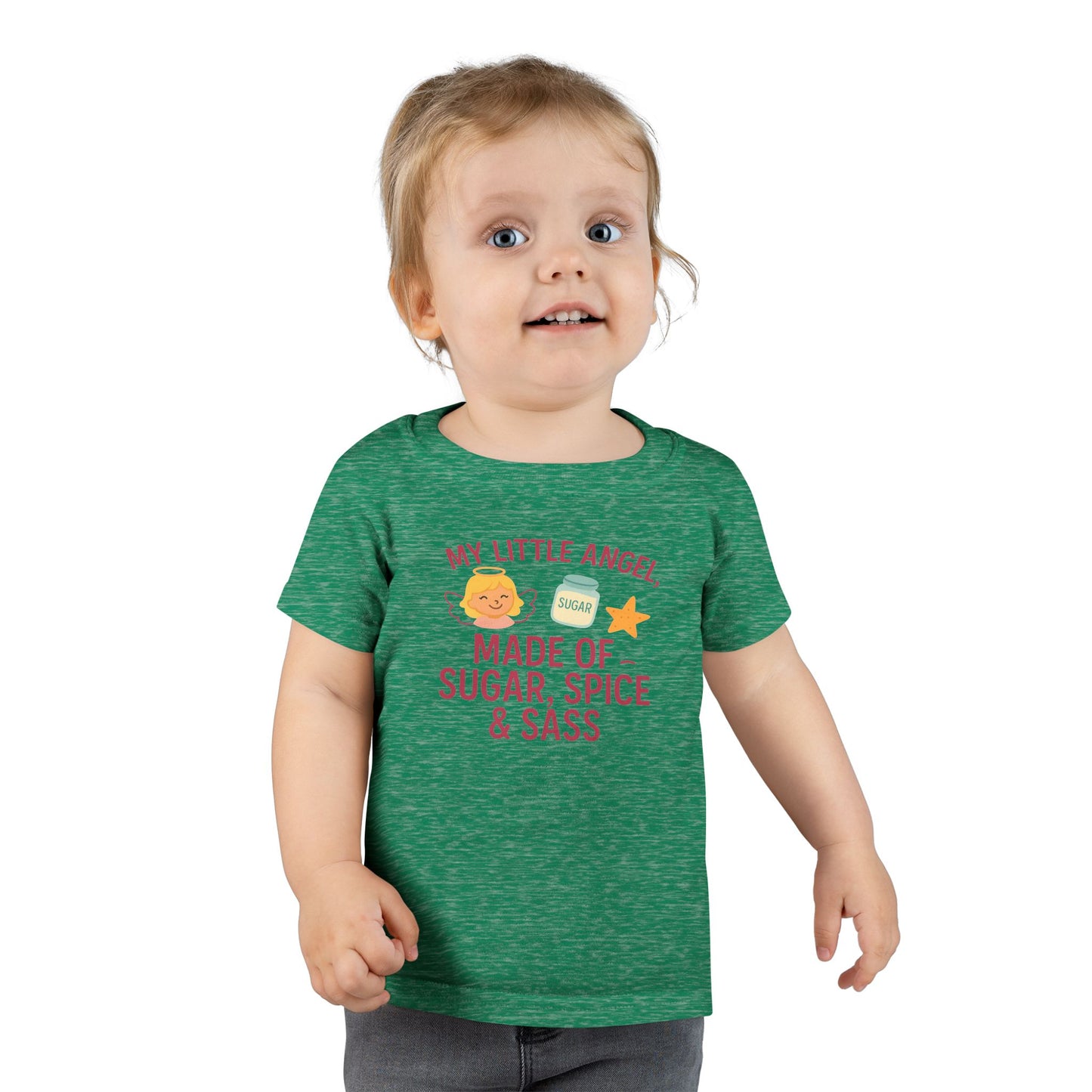 Toddler T-Shirt - My Little Angel - Made of Sugar, Spice & Sass - Cute Gift for Birthday, Baby Shower, Toddler Playdates, Everyday Wear