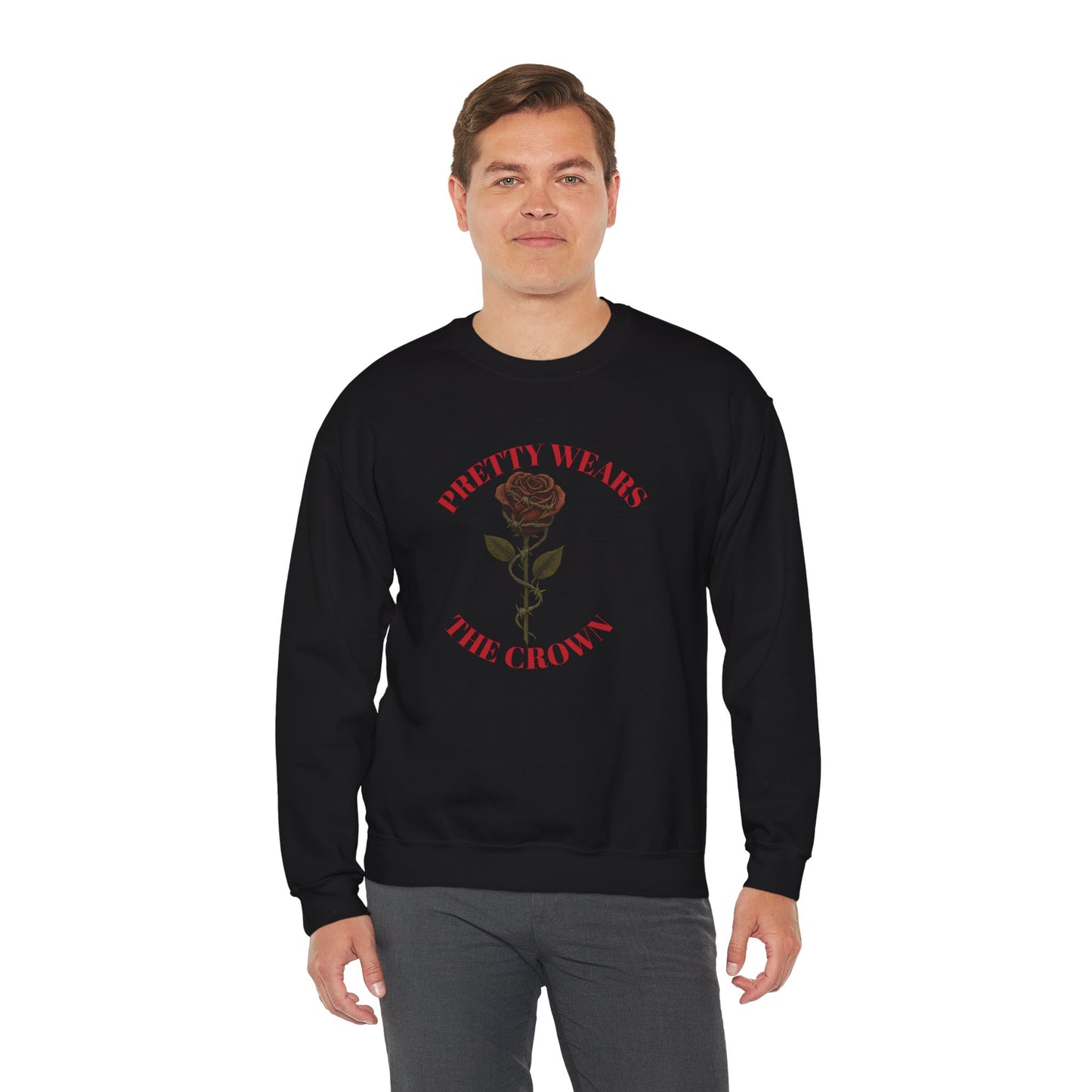 PRETTY WEAR THE CROWN Unisex Crewneck Sweatshirt – Heavy Blend Pullover for Casual Wear | Cozy Streetwear Gift for Her, Feminist Fashion Statement