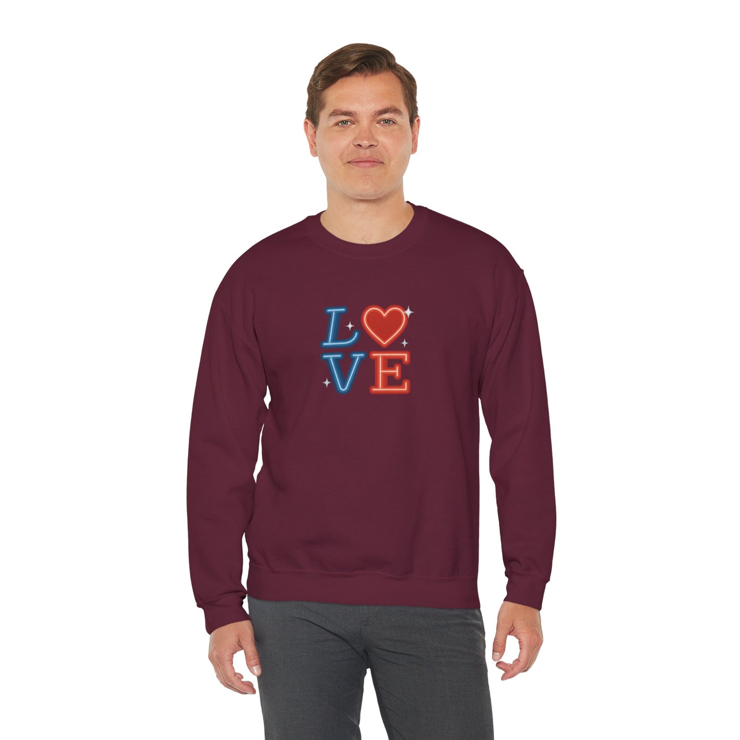 Patriotic Love Sweatshirt | Unisex Crewneck, Cozy Top for Celebrations, Gifts, Independence Day, Casual Style, Everyday Comfort