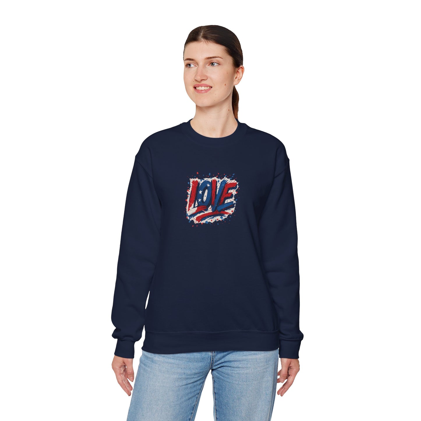 Patriotic Love Sweatshirt | Unisex Crewneck, Cozy Top for Celebrations, Gifts, Independence Day, Casual Style, Everyday Comfort