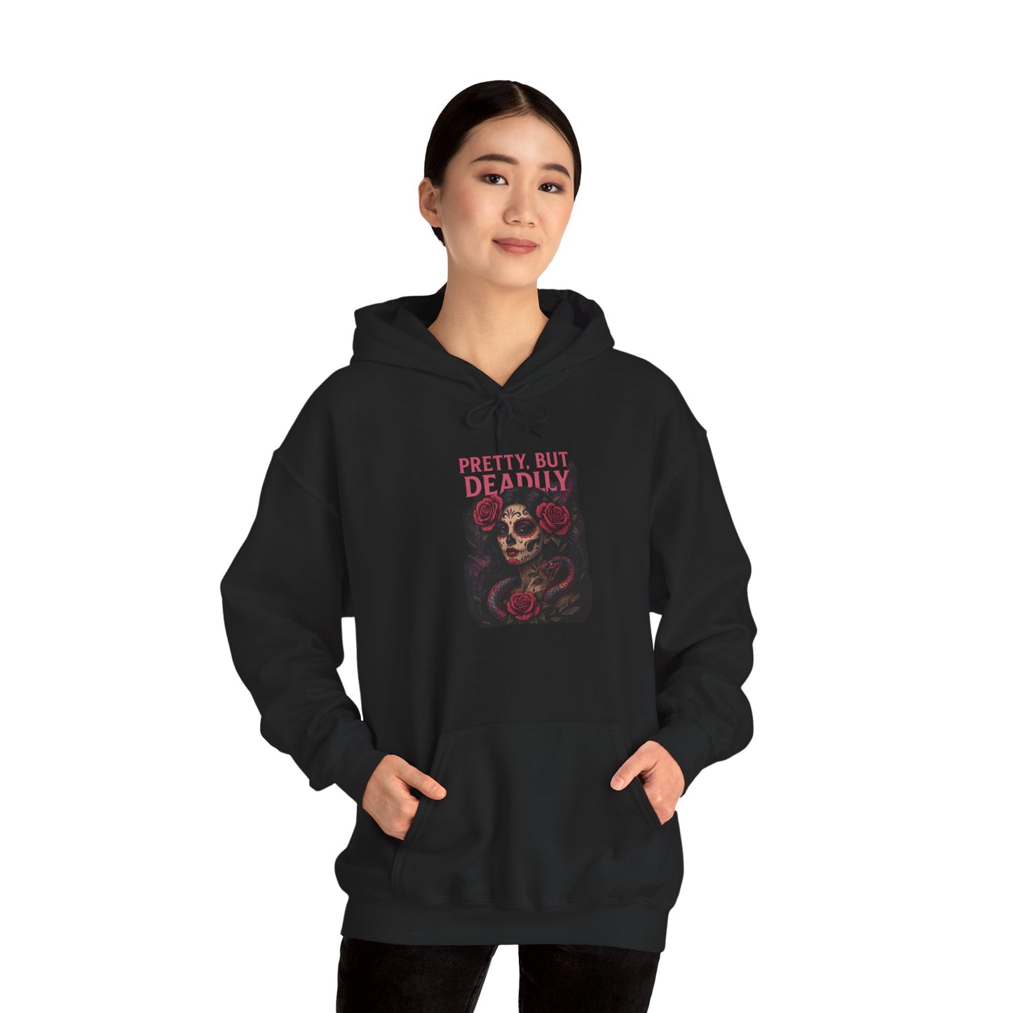 PRETTY BUT DEADLY Graphic Hoodie – Unisex Pullover Sweatshirt for Nature Lovers | Cozy Streetwear for Spring, Casual Wear & Eco-Friendly Gifts