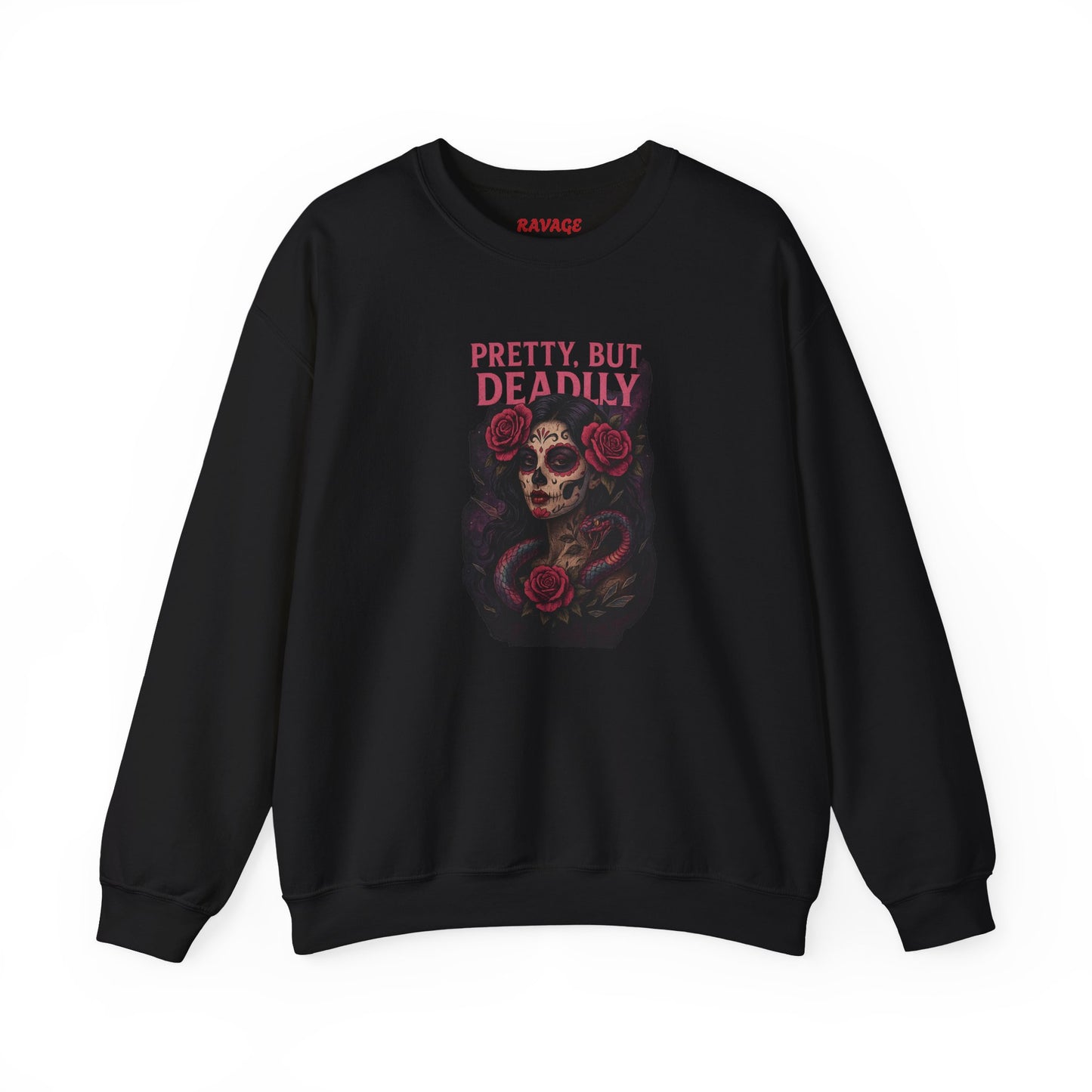 PRETTY BUT DEADLY Unisex Crewneck Sweatshirt – Heavy Blend Pullover for Casual Wear | Cozy Streetwear Gift for Her, Feminist Fashion Statement