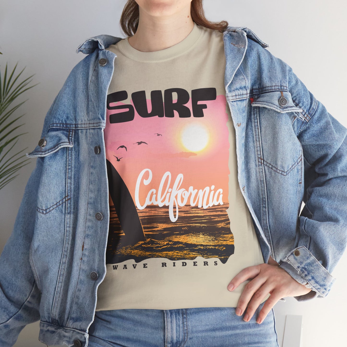 Surf California Suns Unisex Heavy Cotton Teet T-Shirt | Wave Riders Graphic Tee | Ravage Tees Beach & Surf Collection