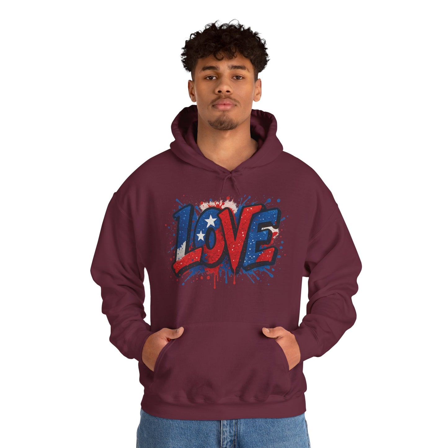 Unisex Hooded Sweatshirt with 'LOVE' Design - Cozy Gift for Friends, Valentine's Day, Casual Wear, Relaxation, Everyday Use