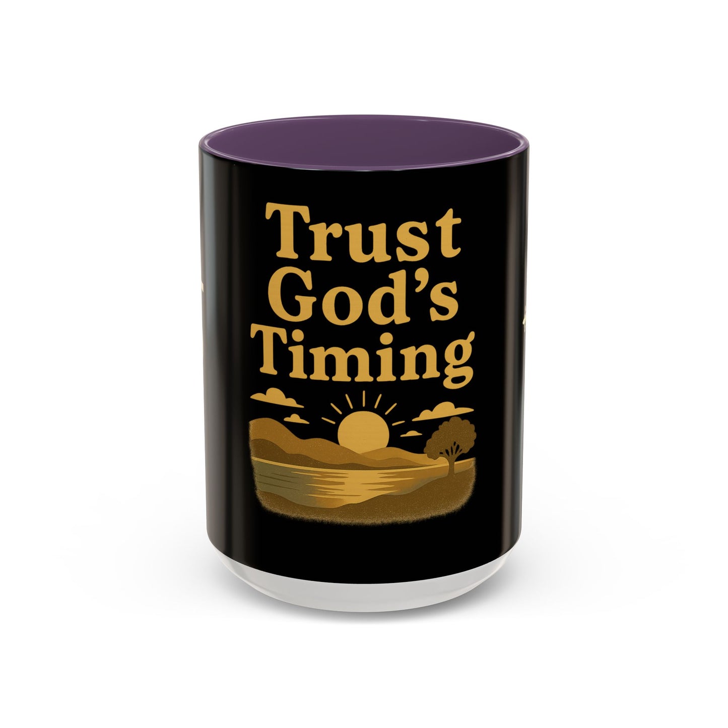 Trust God's Timing Christian Coffee Mug – Inspirational Accent Cup (11oz & 15oz), Faith-Based Gift for Coffee & Tea Lovers