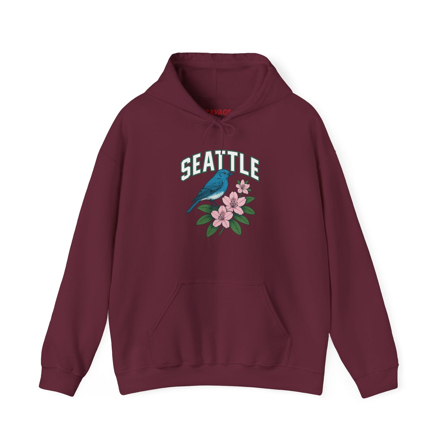 Seattle Bird & Floral Unisex Hoodie, Cozy Sweatshirt, Gift for Nature Lovers, Casual Wear, Travel Souvenir, Relaxed Style