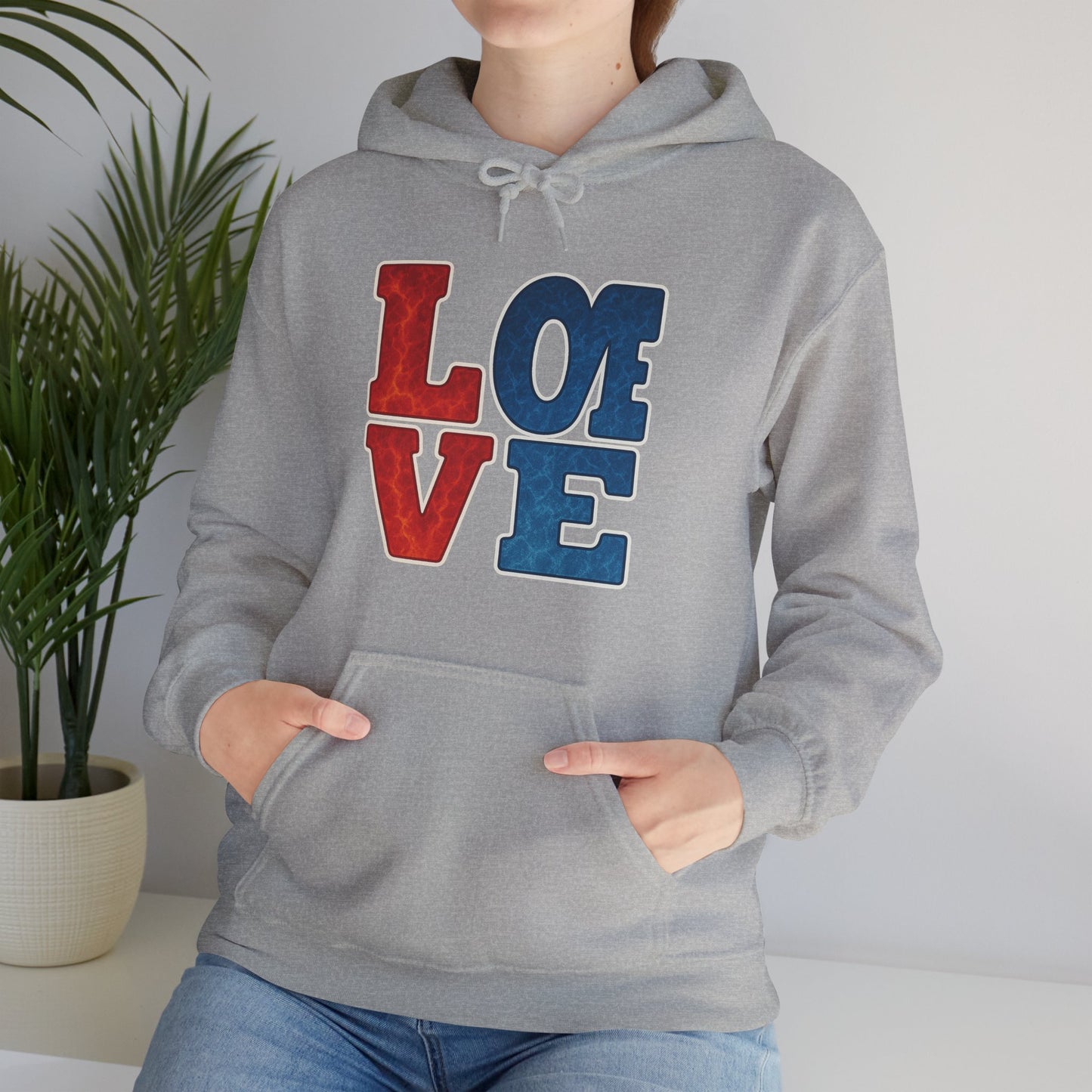Unisex Hooded Sweatshirt with 'LOVE' Design - Cozy Gift for Friends, Valentine's Day, Casual Wear, Relaxation, Everyday Use