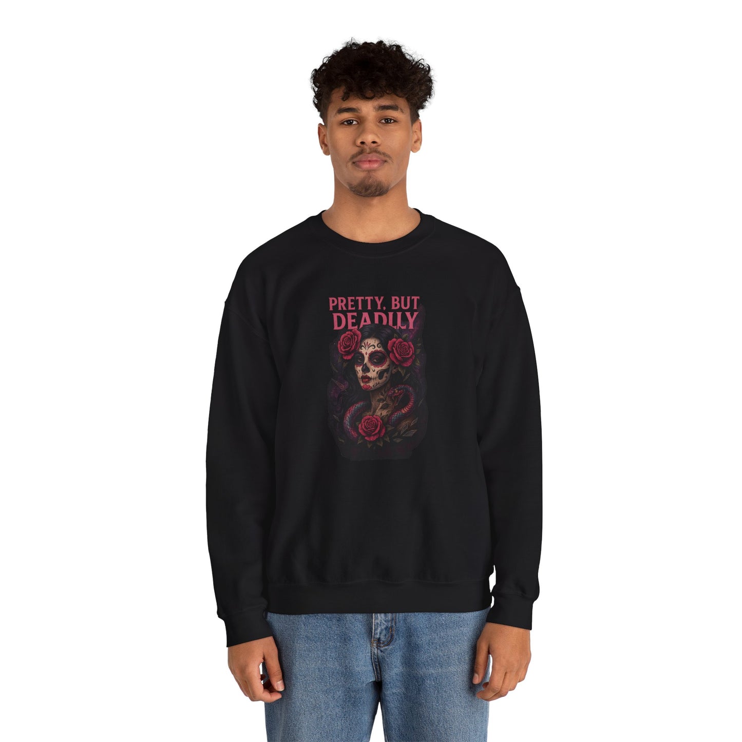 PRETTY BUT DEADLY Unisex Crewneck Sweatshirt – Heavy Blend Pullover for Casual Wear | Cozy Streetwear Gift for Her, Feminist Fashion Statement