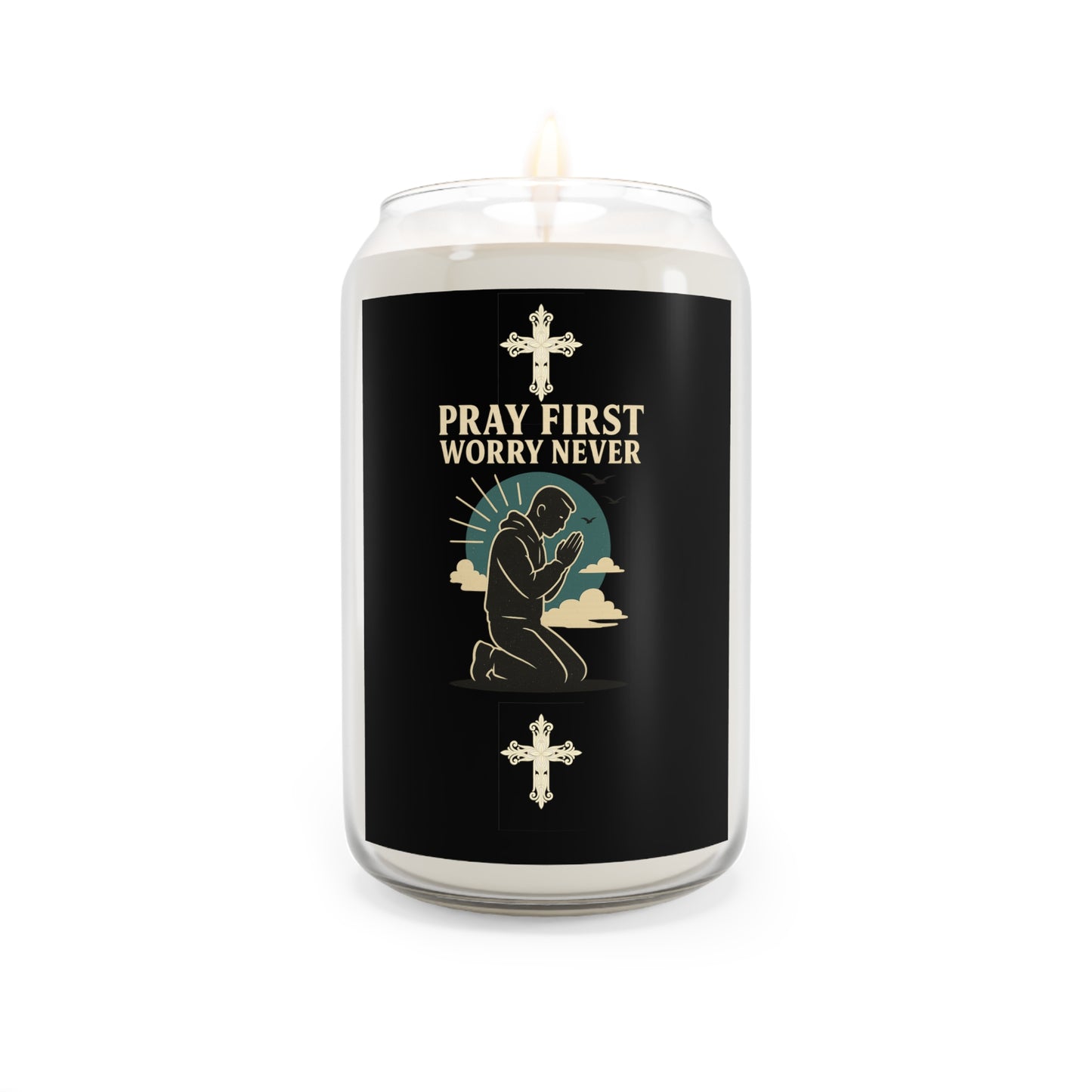 Pray First Worry Never Soy Candle, Aromatherapy Relaxation, Gift for Spiritual Moments, Home Decor, Oil Infused, Mindfulness