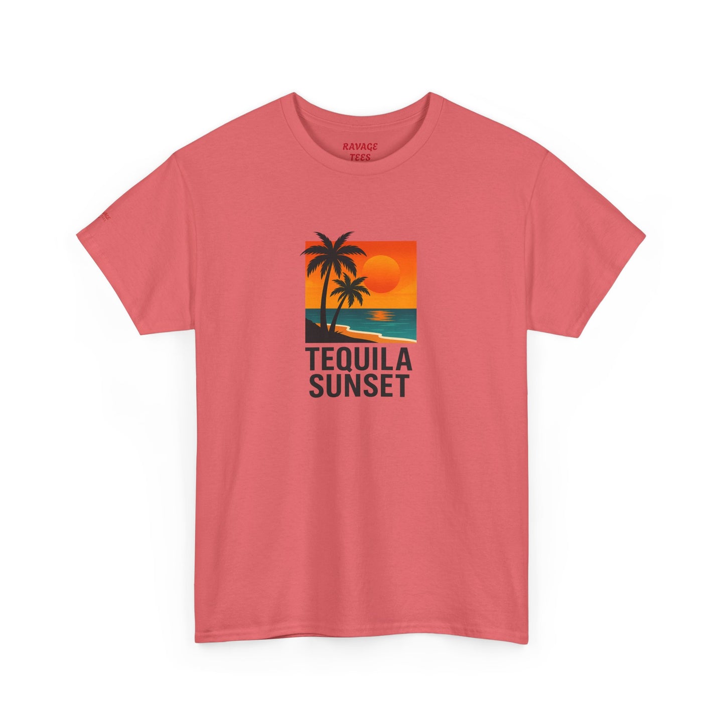 Tequila Sunset Unisex Heavy Cotton Tee | Beachwear, Vacation Shirt, Tropical Vibes