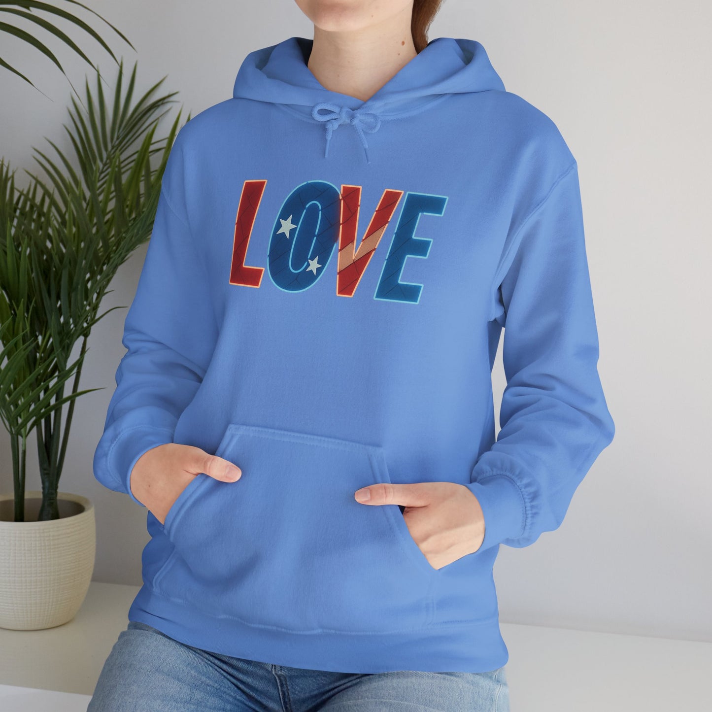 Unisex Hooded Sweatshirt with 'LOVE' Design - Cozy Gift for Friends, Valentine's Day, Casual Wear, Relaxation, Everyday Use