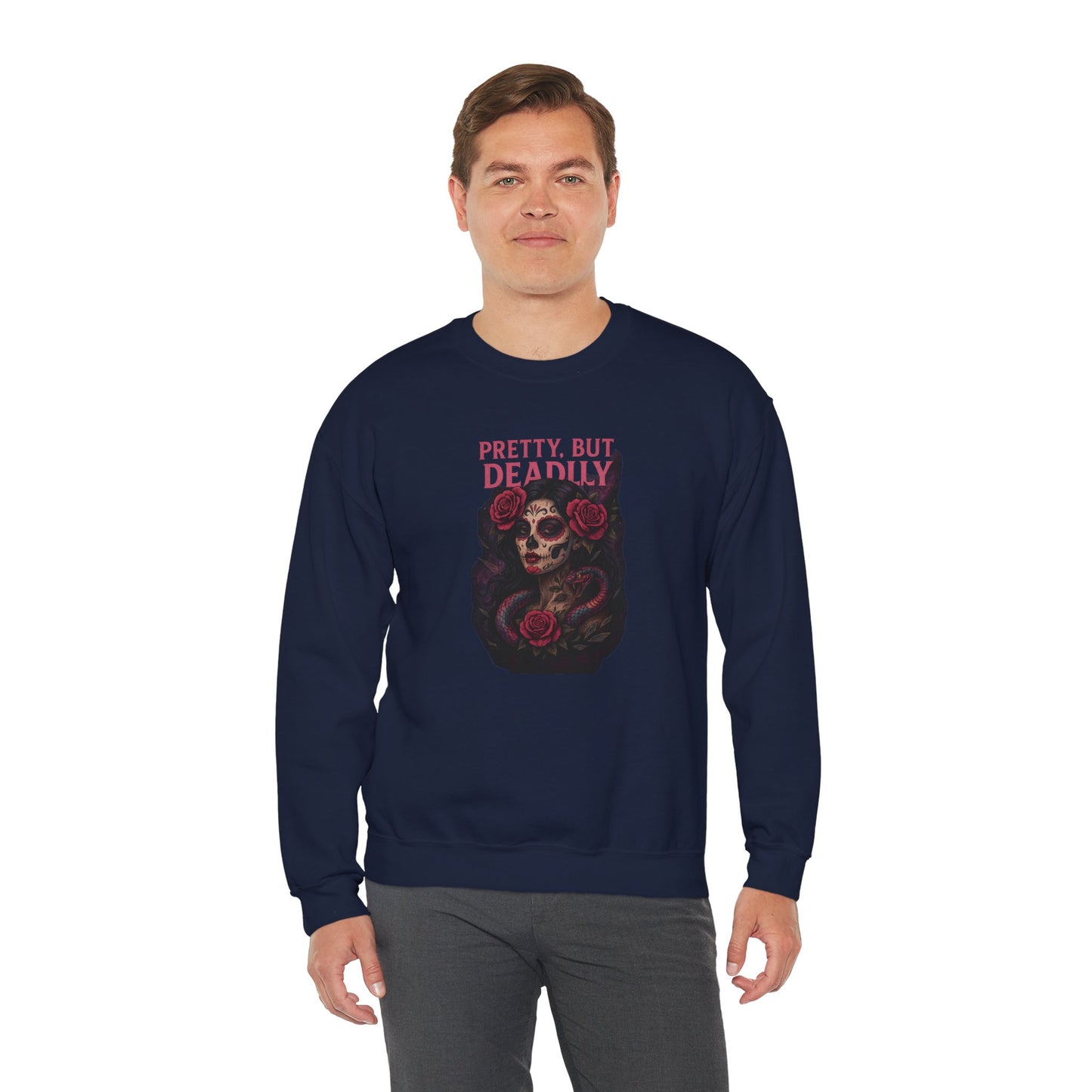 PRETTY BUT DEADLY Unisex Crewneck Sweatshirt – Heavy Blend Pullover for Casual Wear | Cozy Streetwear Gift for Her, Feminist Fashion Statement