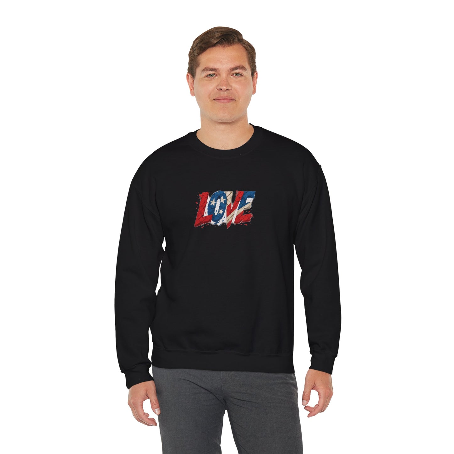 Patriotic Love Sweatshirt | Unisex Crewneck, Cozy Top for Celebrations, Gifts, Independence Day, Casual Style, Everyday Comfort