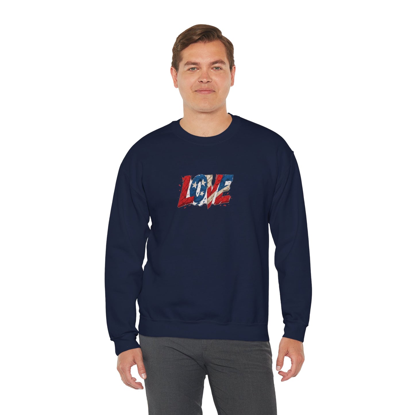 Patriotic Love Sweatshirt | Unisex Crewneck, Cozy Top for Celebrations, Gifts, Independence Day, Casual Style, Everyday Comfort