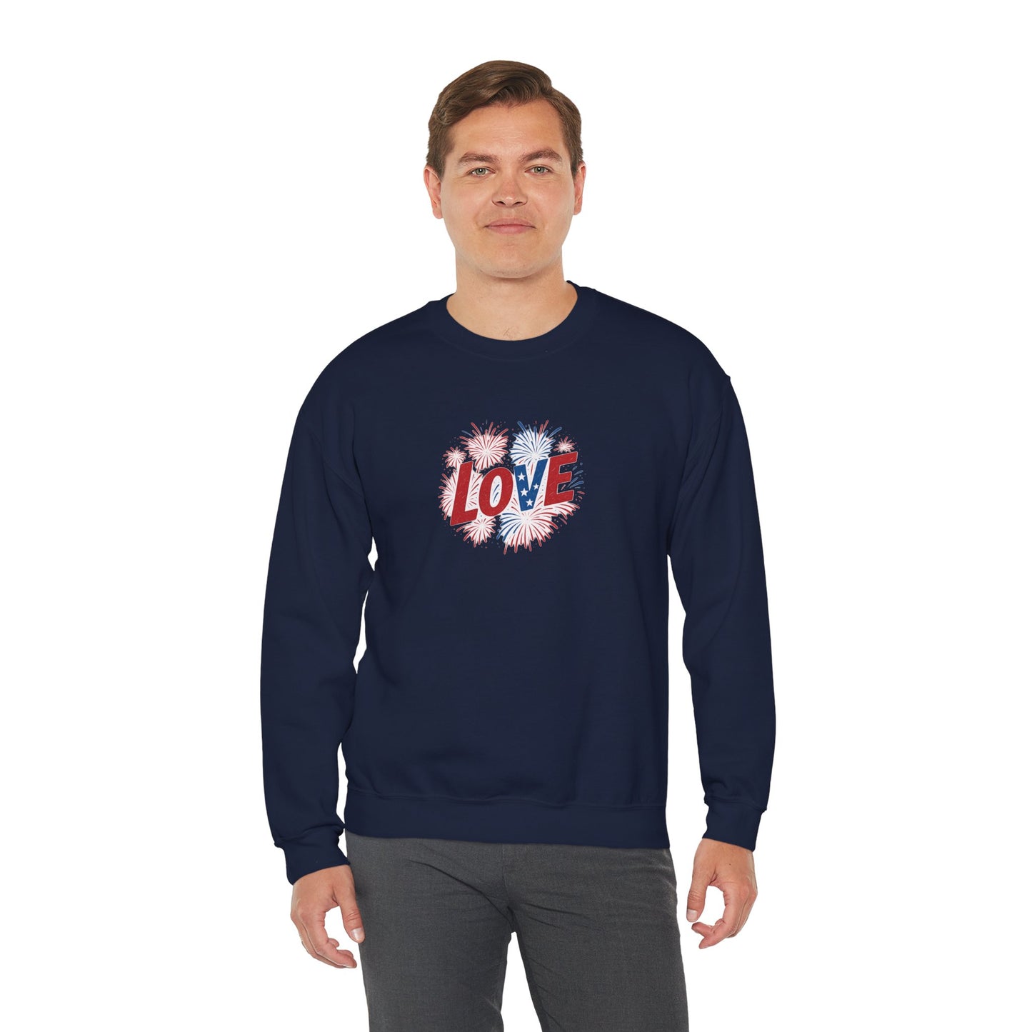 Patriotic Love Sweatshirt | Unisex Crewneck, Cozy Top for Celebrations, Gifts, Independence Day, Casual Style, Everyday Comfort