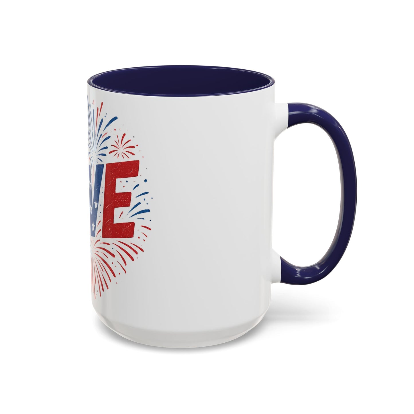 Patriotic Love Coffee Mug for Independence Day, Love Mug, Fireworks Gift, Holiday Drinkware, Celebration Cup