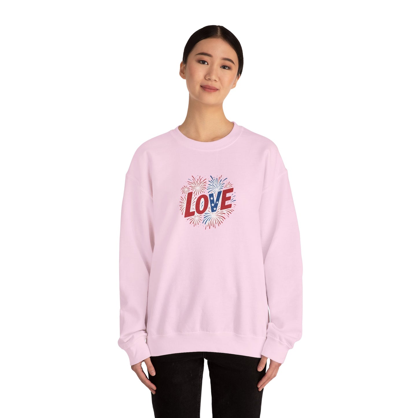 Patriotic Love Sweatshirt | Unisex Crewneck, Cozy Top for Celebrations, Gifts, Independence Day, Casual Style, Everyday Comfort