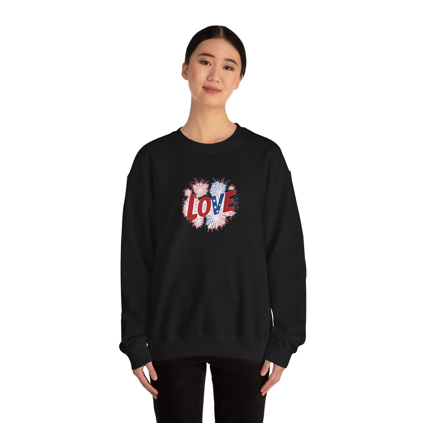 Patriotic Love Sweatshirt | Unisex Crewneck, Cozy Top for Celebrations, Gifts, Independence Day, Casual Style, Everyday Comfort