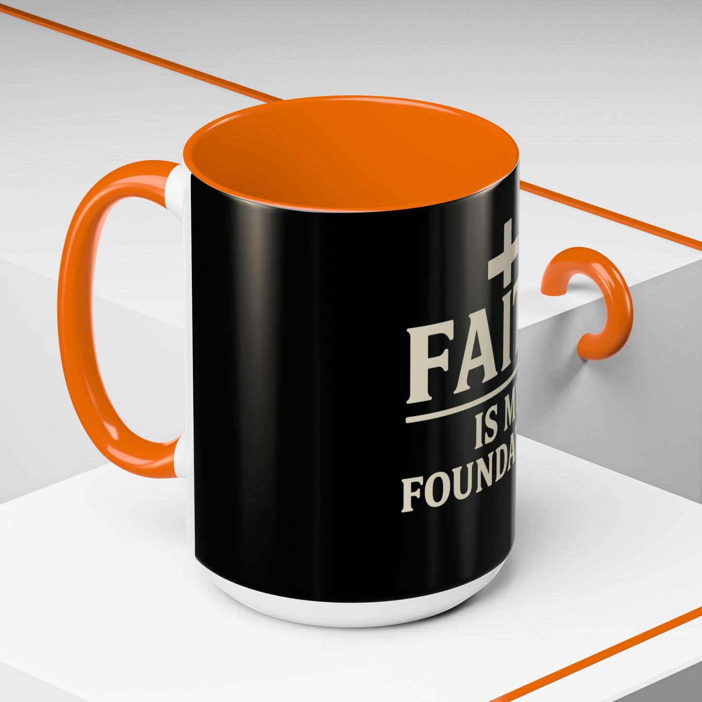 Faith Is My Foundation Accent Coffee Mug | Inspirational Christian Ceramic Cup | 11oz & 15oz