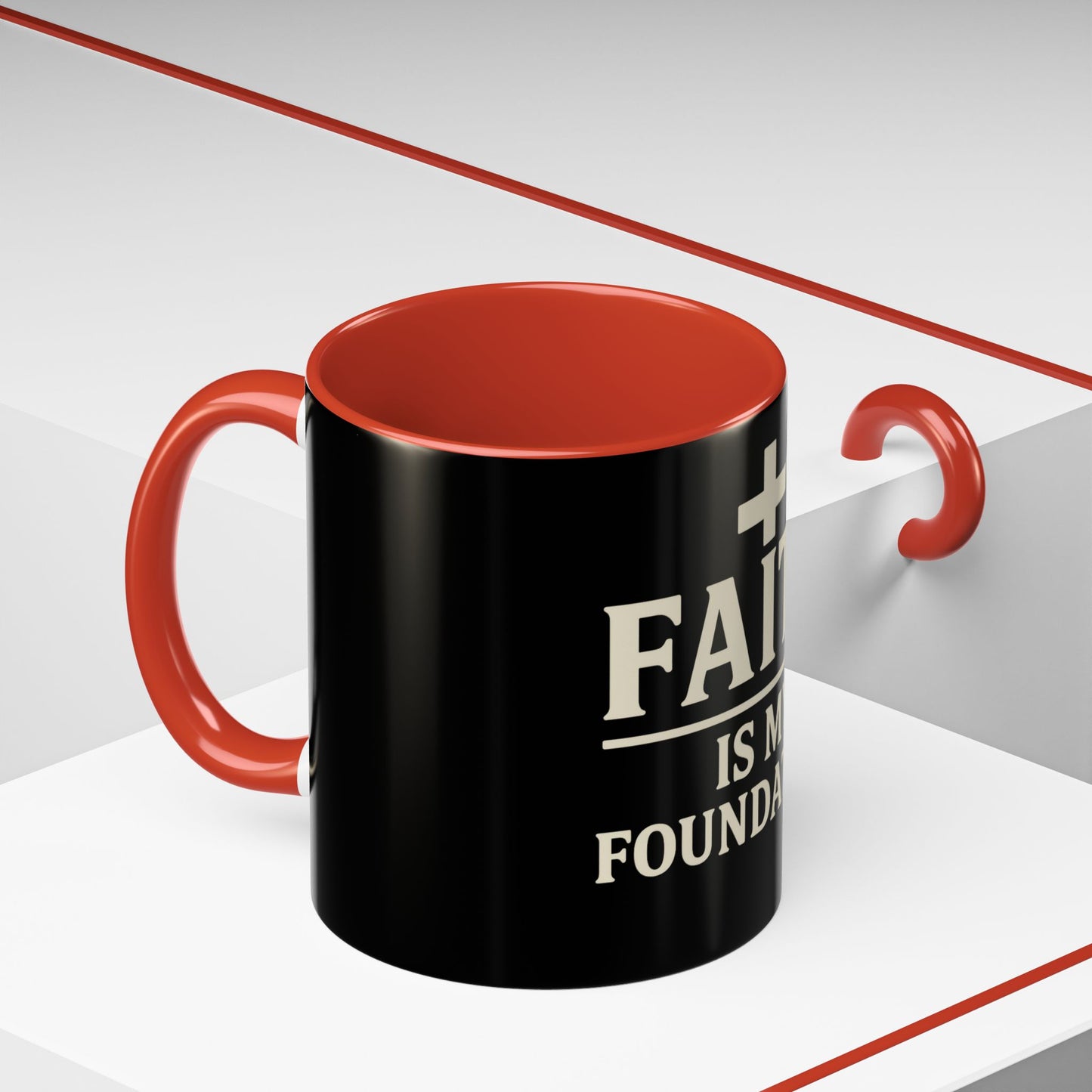 Faith Is My Foundation Accent Coffee Mug | Inspirational Christian Ceramic Cup | 11oz & 15oz
