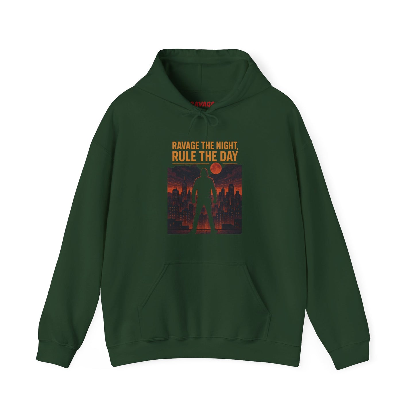 RAVAGE THE NIGHT RULE THE DAY Hoodie – Urban Adventure Graphic Sweatshirt, Cool Unisex Streetwear, Casual Wear, Unique Gifthion