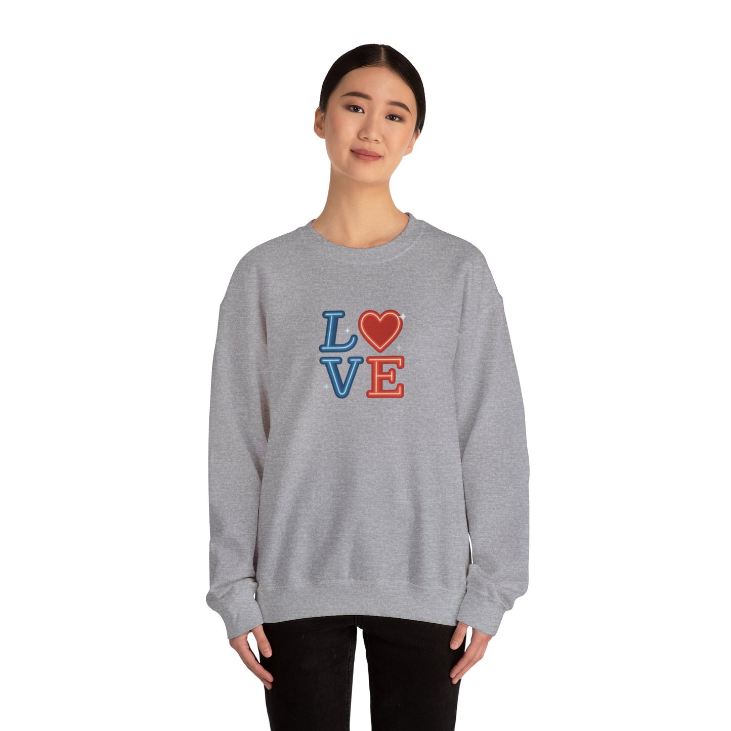 Patriotic Love Sweatshirt | Unisex Crewneck, Cozy Top for Celebrations, Gifts, Independence Day, Casual Style, Everyday Comfort