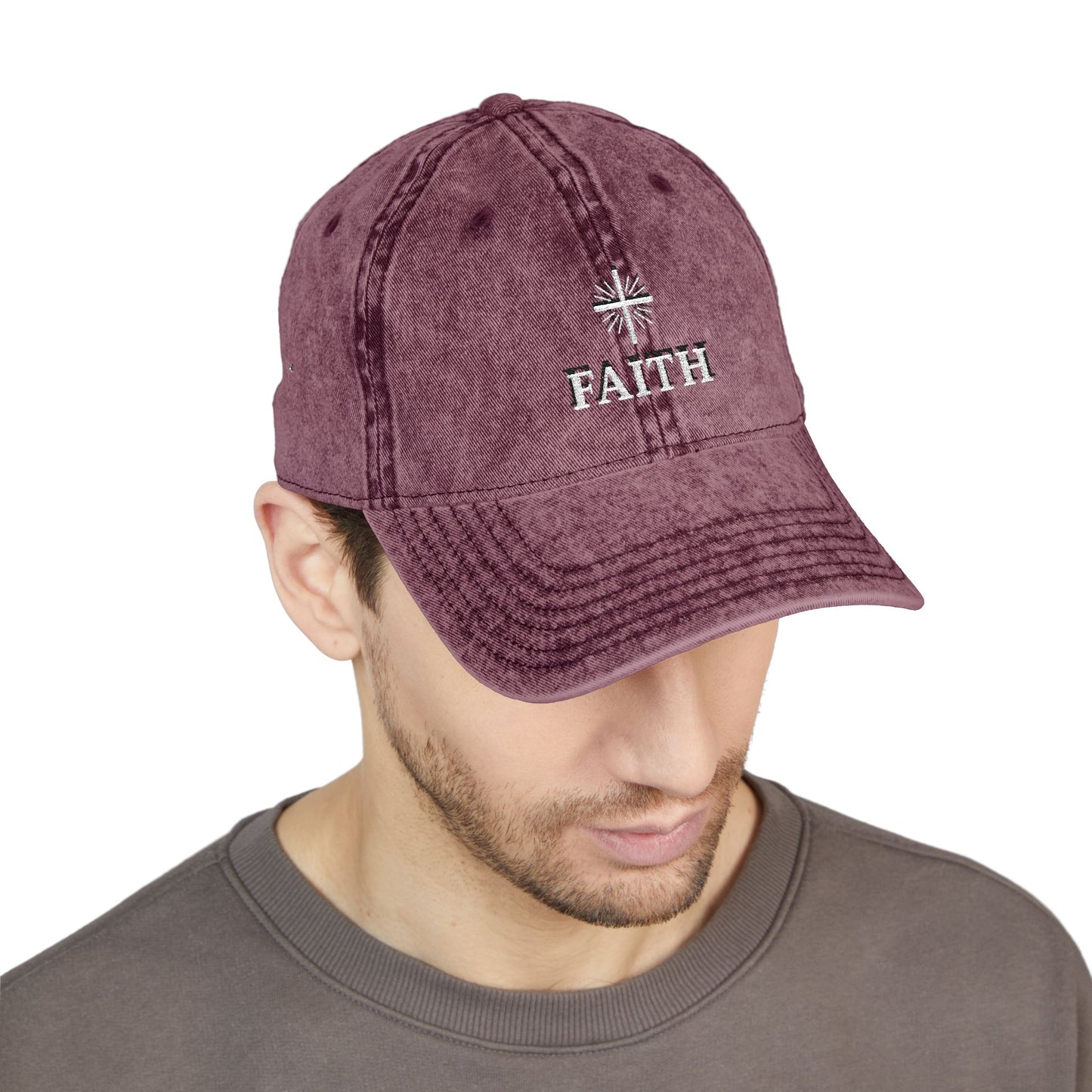 Vintage Faith Embroidered Cap, Inspirational Hat for Everyday Wear, Perfect Gift for Birthdays & Holidays