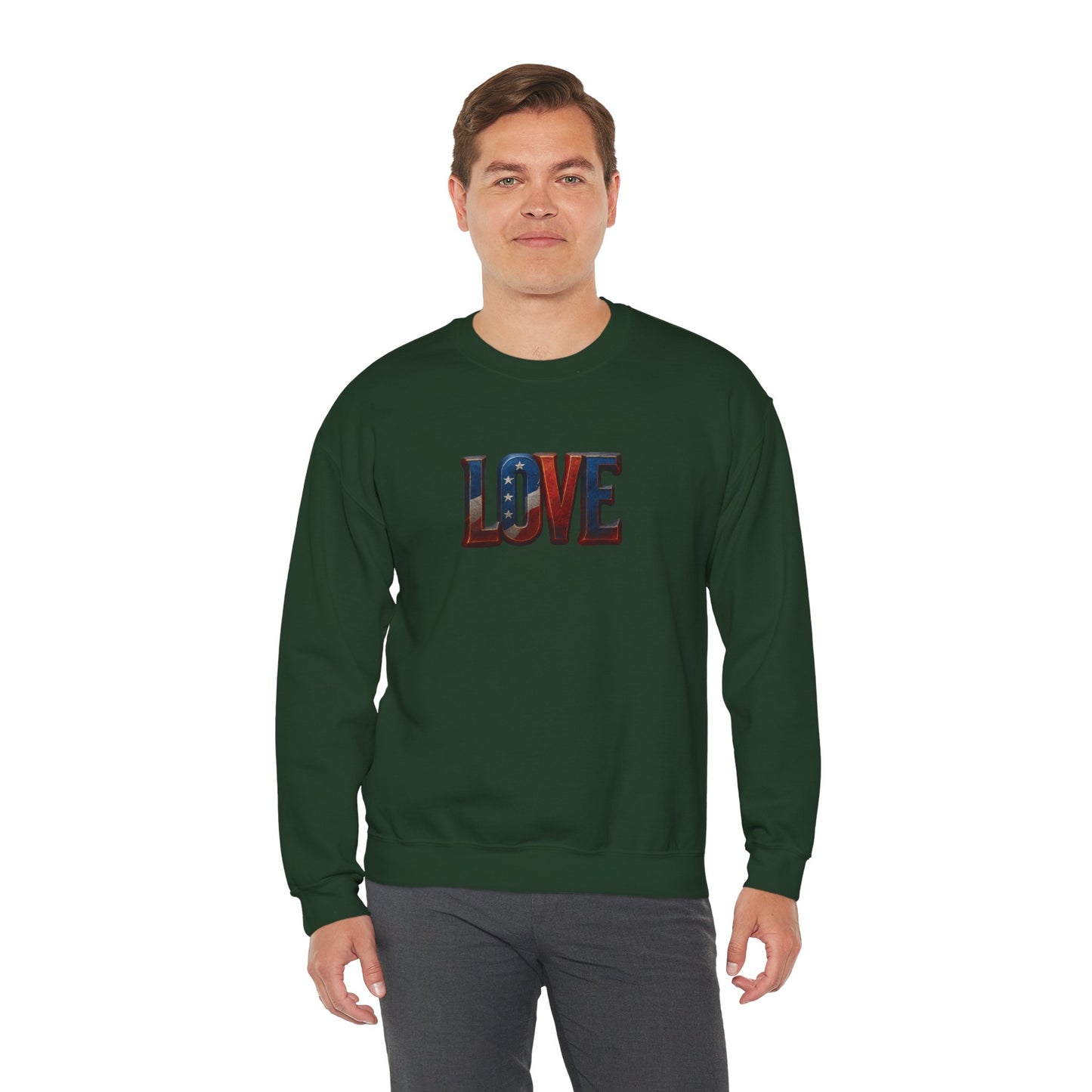Patriotic Love Sweatshirt | Unisex Crewneck, Cozy Top for Celebrations, Gifts, Independence Day, Casual Style, Everyday Comfort