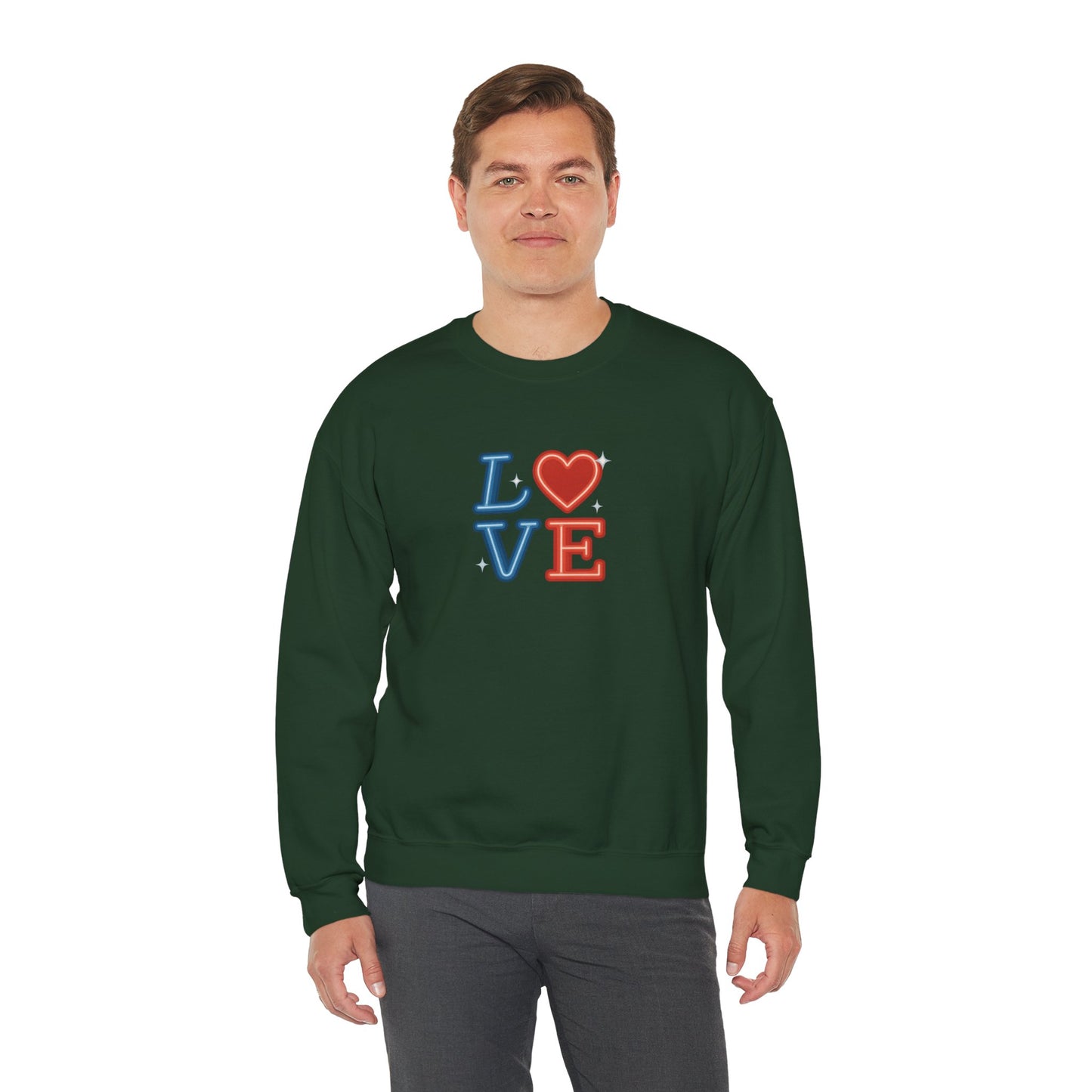 Patriotic Love Sweatshirt | Unisex Crewneck, Cozy Top for Celebrations, Gifts, Independence Day, Casual Style, Everyday Comfort