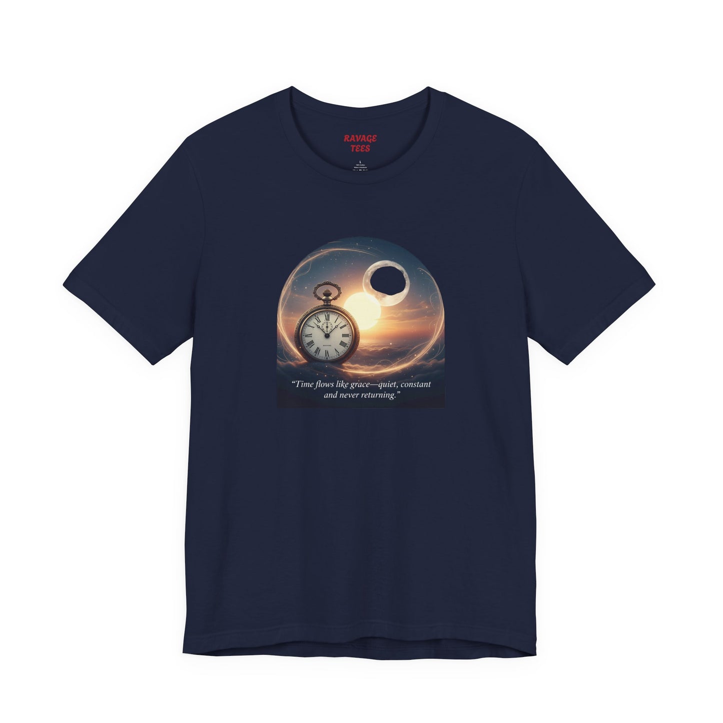 Time Flows Like Grace Cosmic Time Short Sleeve Tee, Celestial T-Shirt, Space Lover Gift, Astrology Shirt, Motivational Tee, Moon Phase Apparel