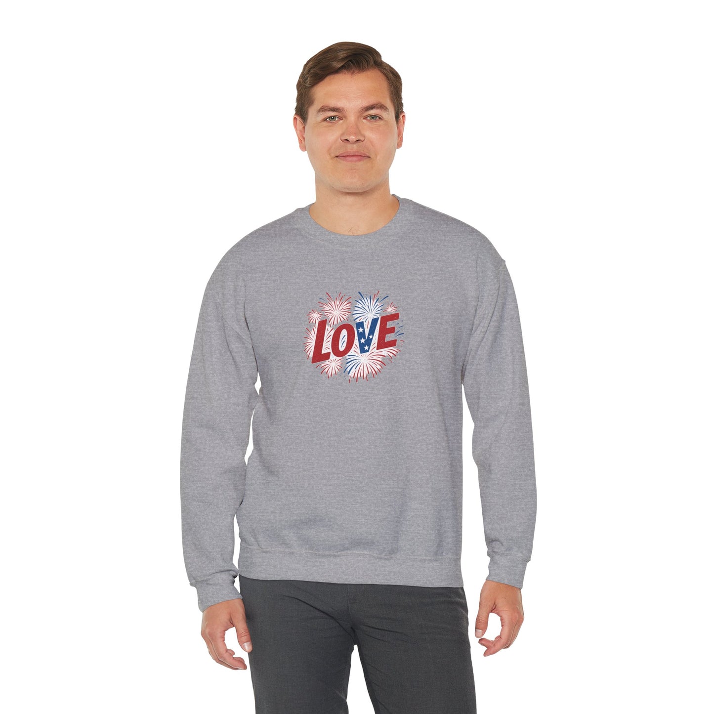 Patriotic Love Sweatshirt | Unisex Crewneck, Cozy Top for Celebrations, Gifts, Independence Day, Casual Style, Everyday Comfort
