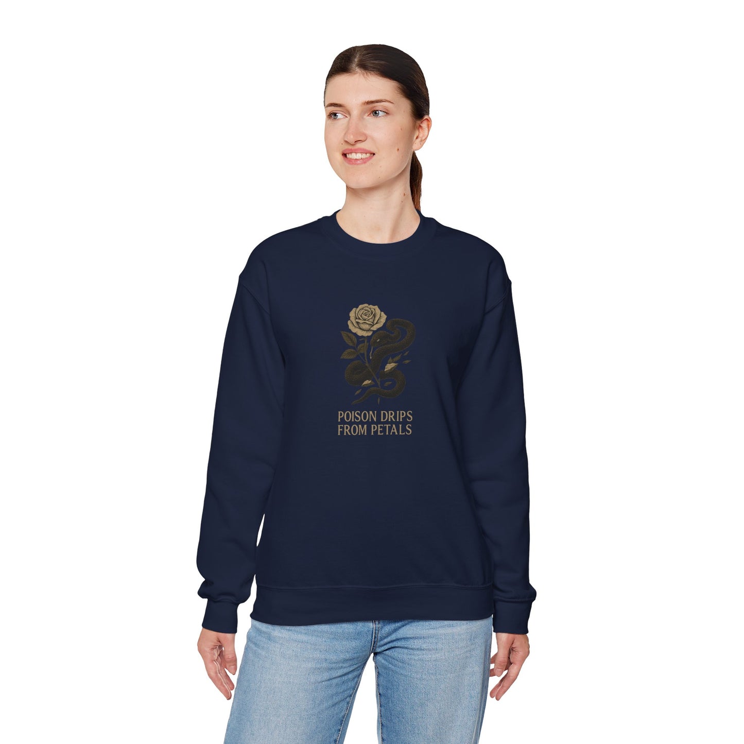 POISON DRIPS FROM PETALS Unisex Crewneck Sweatshirt – Heavy Blend Pullover for Casual Wear | Cozy Streetwear Gift for Her, Feminist Fashion Statement