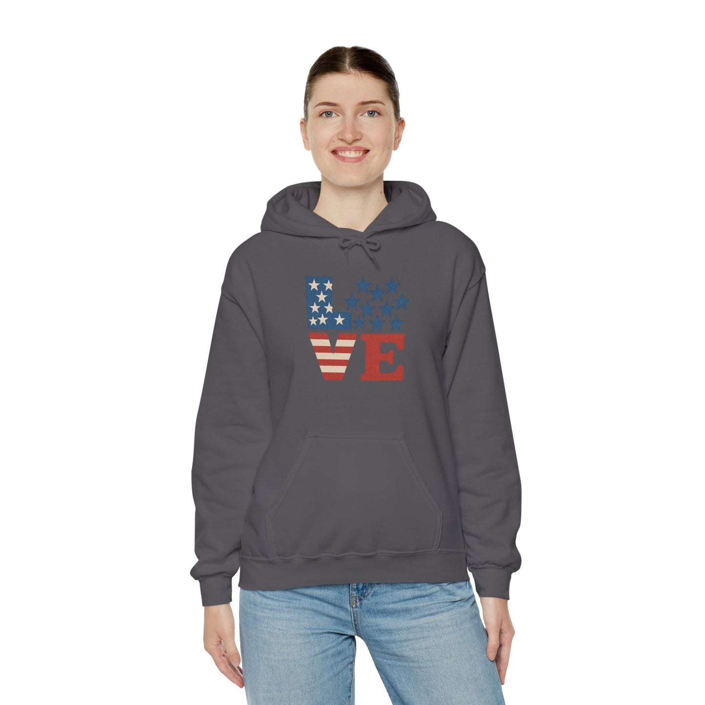 Unisex Hooded Sweatshirt with 'LOVE' Design - Cozy Gift for Friends, Valentine's Day, Casual Wear, Relaxation, Everyday Use