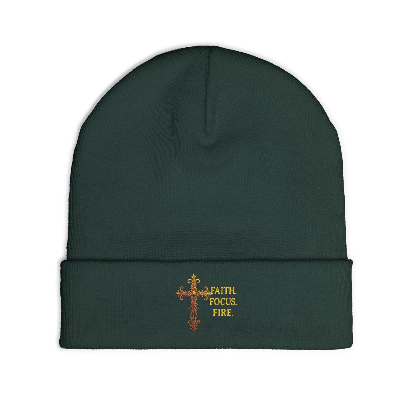Embroidered Faith Beanie - Cozy Knit Hat for Winter, Inspirational Accessory, Unisex, Gift for Believers, Fashionable Headwear