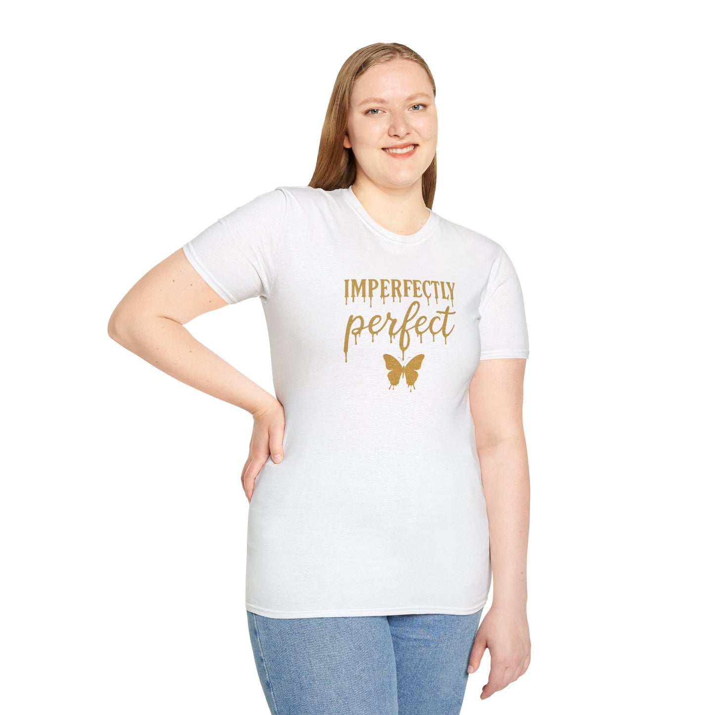 Imperfectly Perfect Unisex T-Shirt, Inspirational Tee, Gift for Her, Casual Wear, Butterfly Design, Everyday Comfort