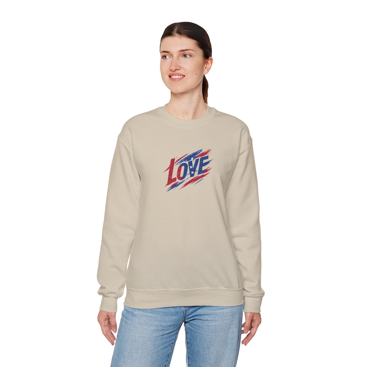 Patriotic Love Sweatshirt | Unisex Crewneck, Cozy Top for Celebrations, Gifts, Independence Day, Casual Style, Everyday Comfort