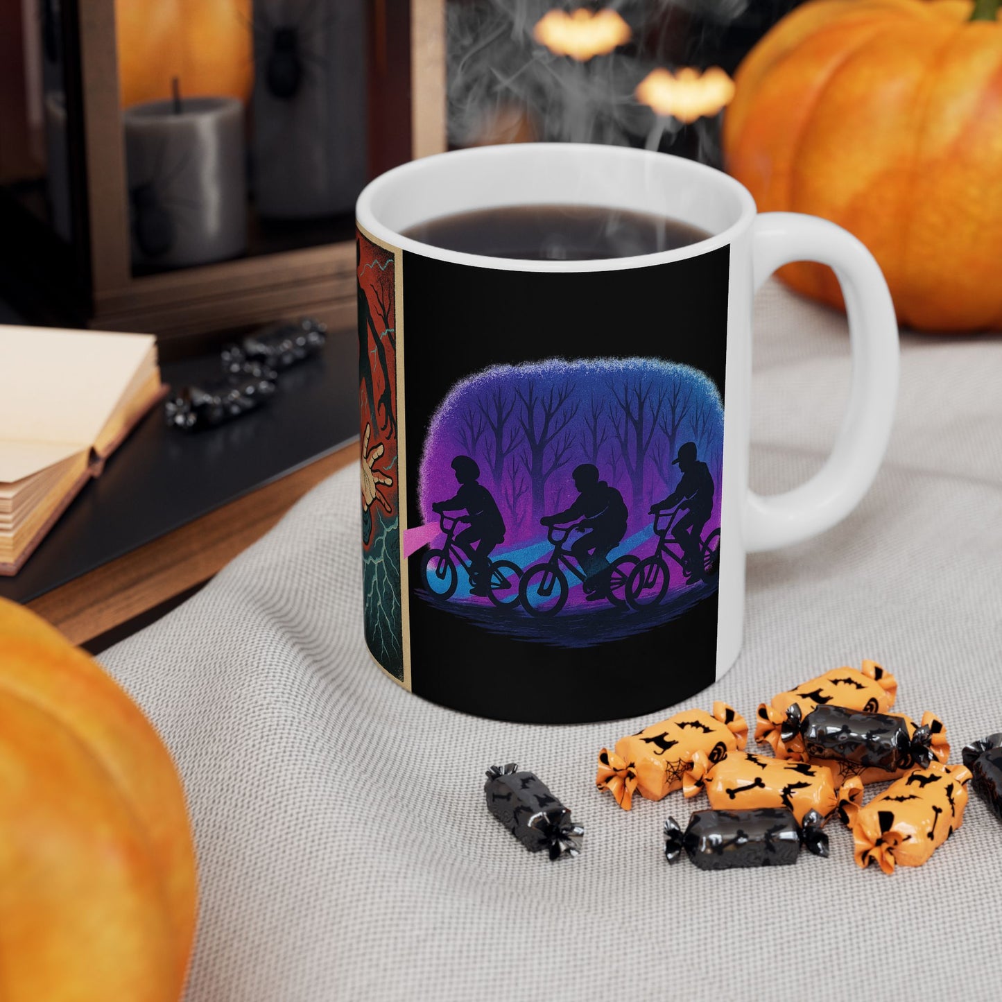 Stranger Things Art Ceramic Mug, 11oz, 15oz Size, Unique Gift for Fans, Retro Coffee Cup, Halloween Decor, Home & Living
