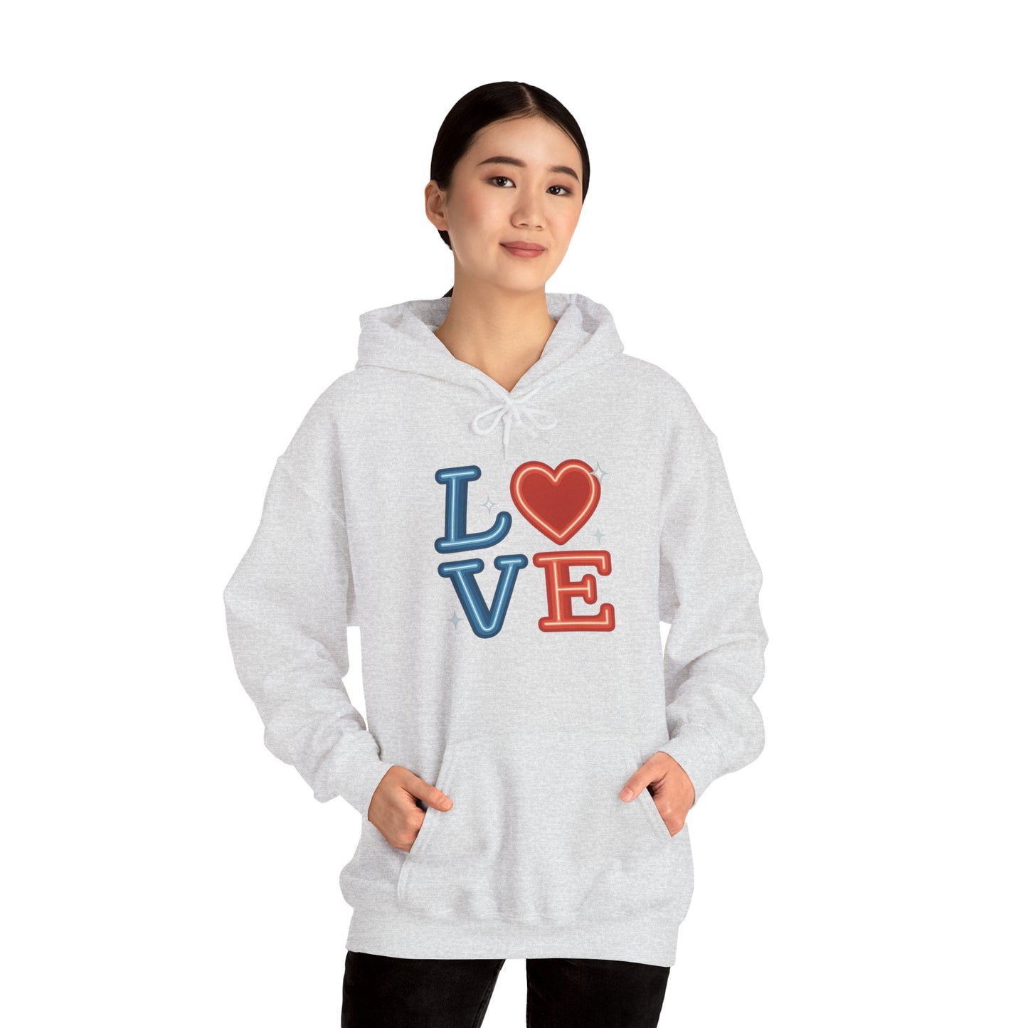 Unisex Hooded Sweatshirt with 'LOVE' Design - Cozy Gift for Friends, Valentine's Day, Casual Wear, Relaxation, Everyday Use