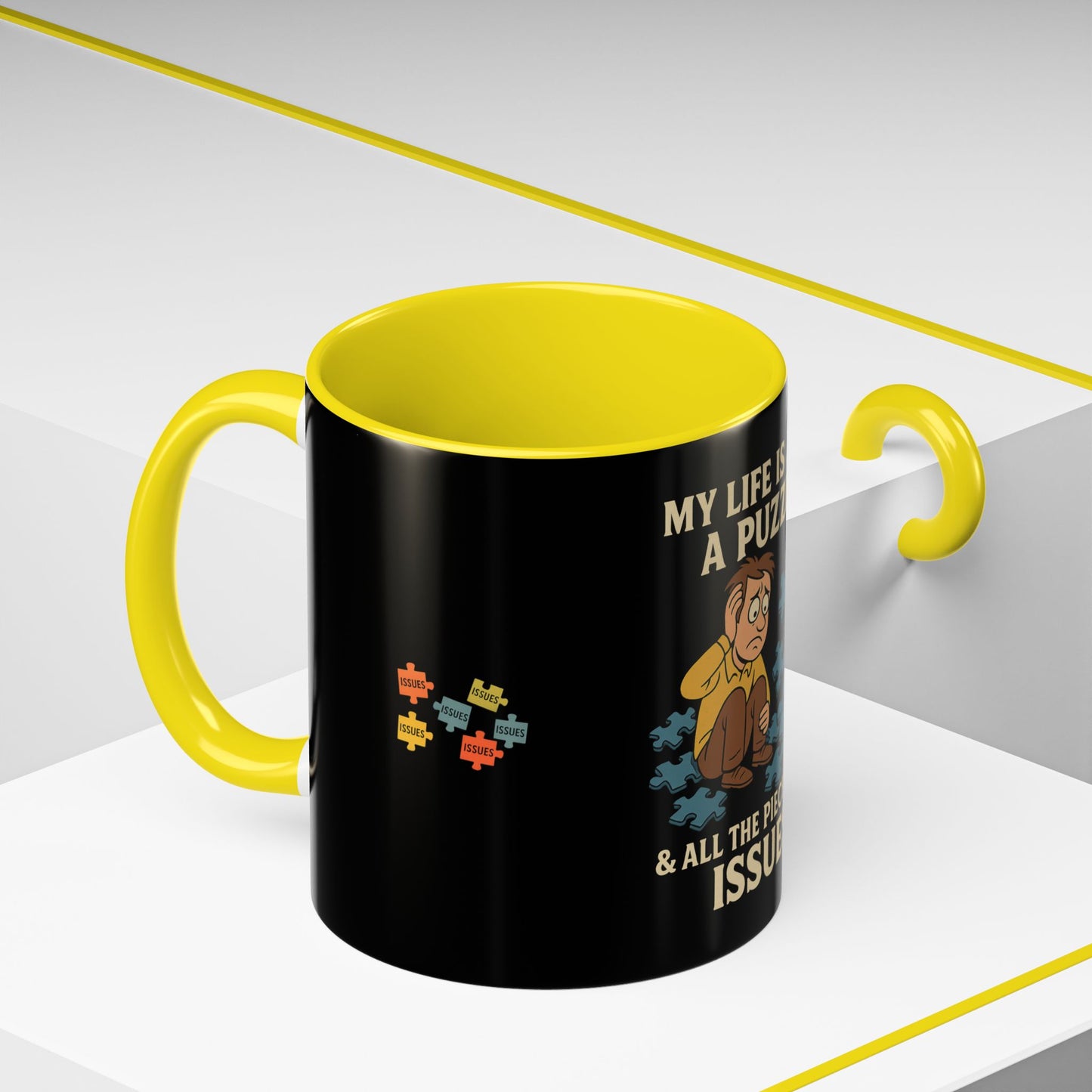 Puzzle-Themed Coffee Mug – "My Life Is Like A Puzzle" – Funny Gift for Coffee Lovers, Tea Drinkers