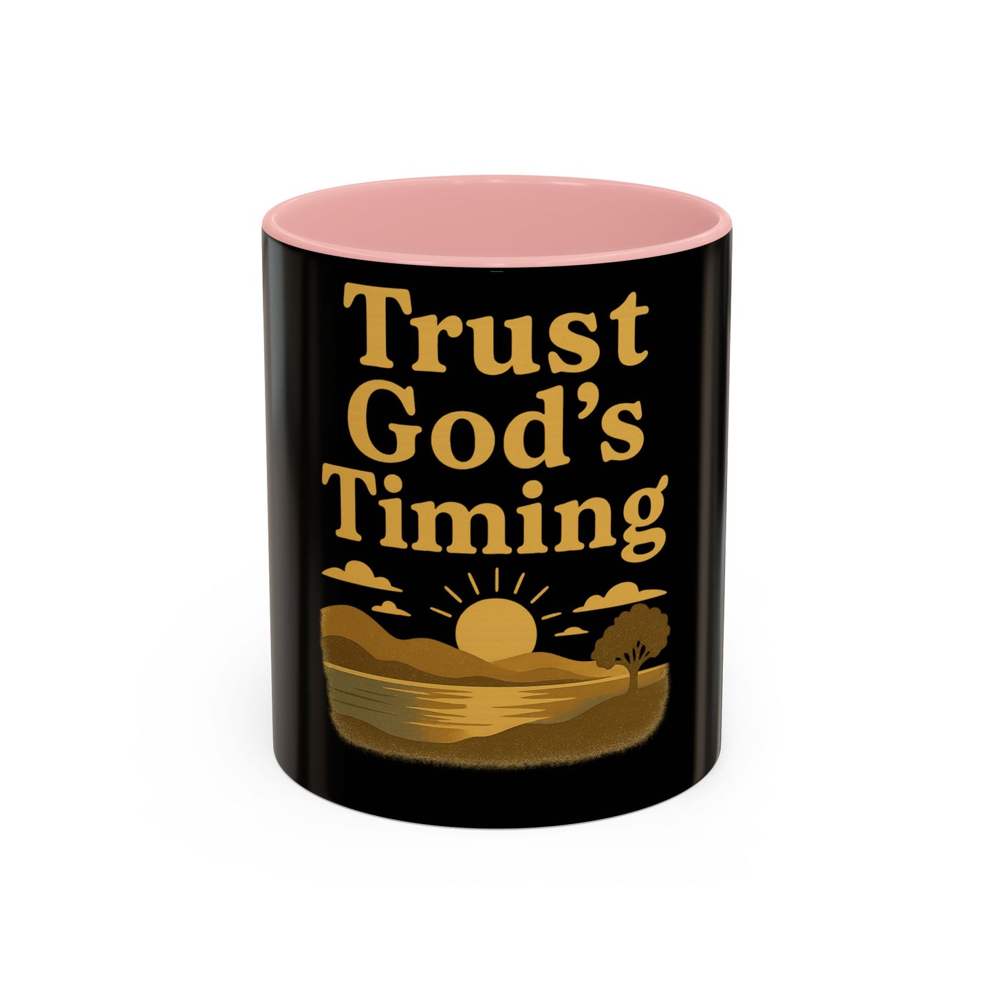 Trust God's Timing Christian Coffee Mug – Inspirational Accent Cup (11oz & 15oz), Faith-Based Gift for Coffee & Tea Lovers