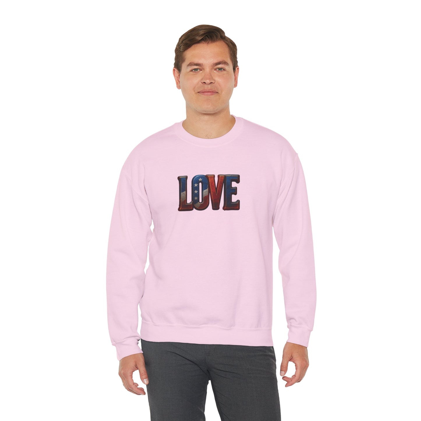 Patriotic Love Sweatshirt | Unisex Crewneck, Cozy Top for Celebrations, Gifts, Independence Day, Casual Style, Everyday Comfort