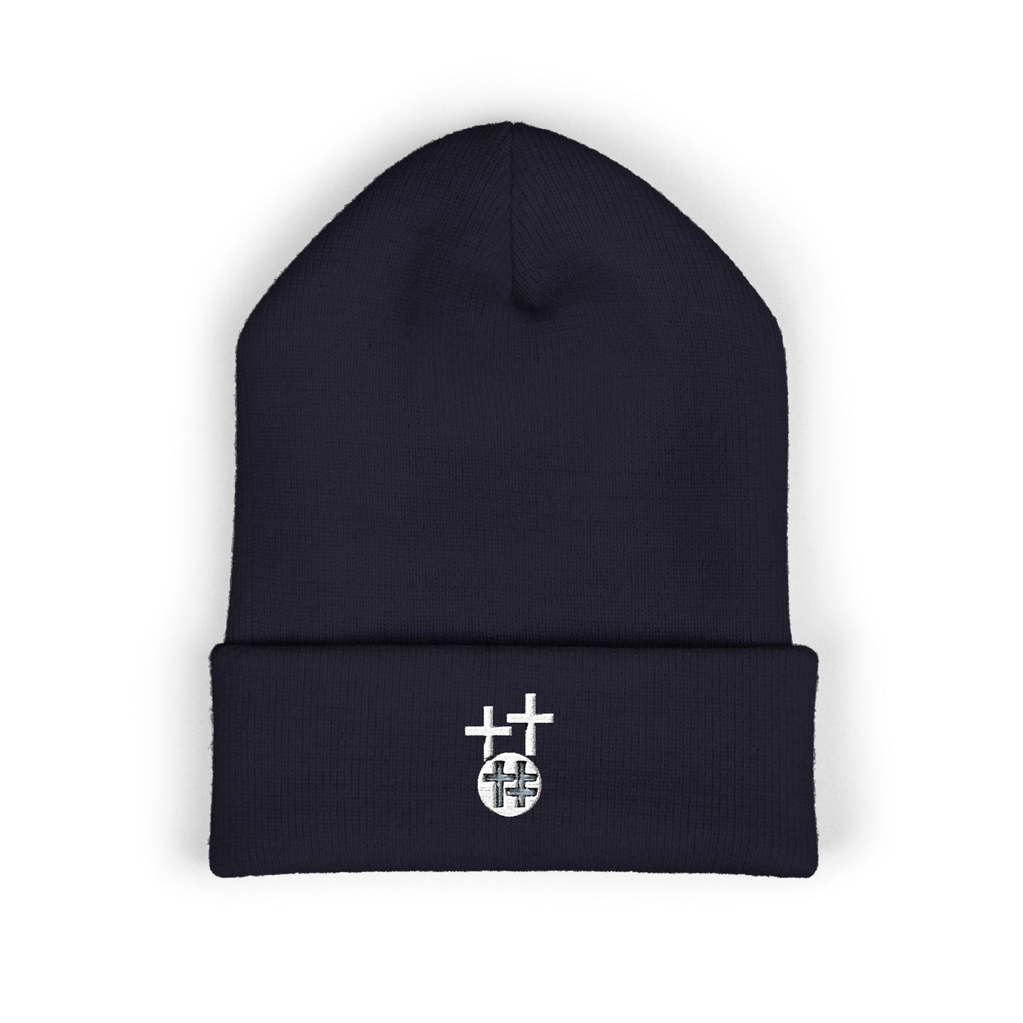 Calvary Cross Embroidered Cuffed Beanie with Unique Design, Cozy Winter Hat, Unisex Knit Cap, Perfect Gift for Him or Her, Trendy Beanie for Casual Wear