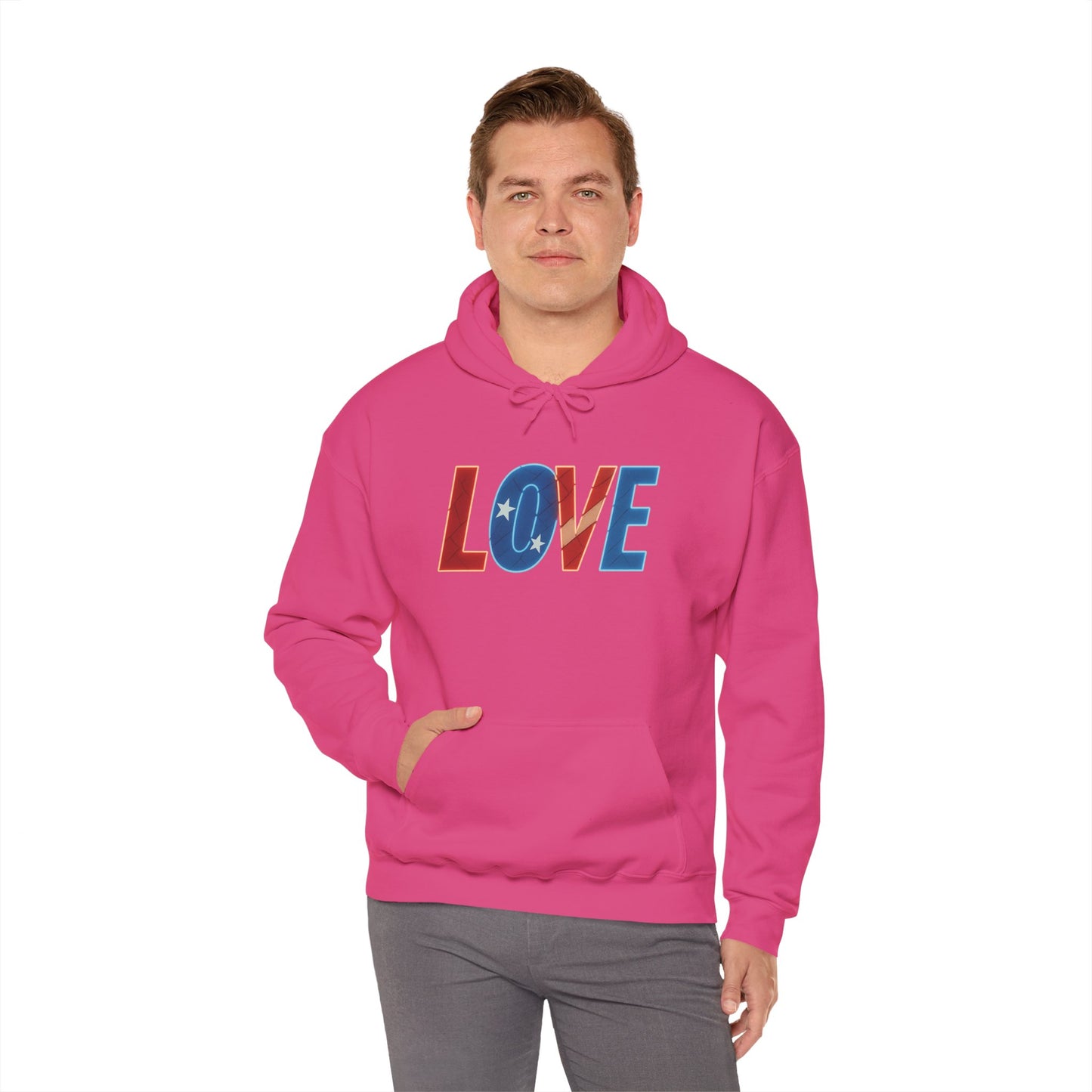 Unisex Hooded Sweatshirt with 'LOVE' Design - Cozy Gift for Friends, Valentine's Day, Casual Wear, Relaxation, Everyday Use