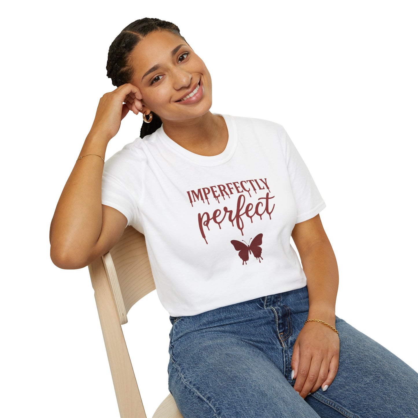 Imperfectly Perfect Unisex T-Shirt, Inspirational Tee, Gift for Her, Casual Wear, Butterfly Design, Everyday Comfort