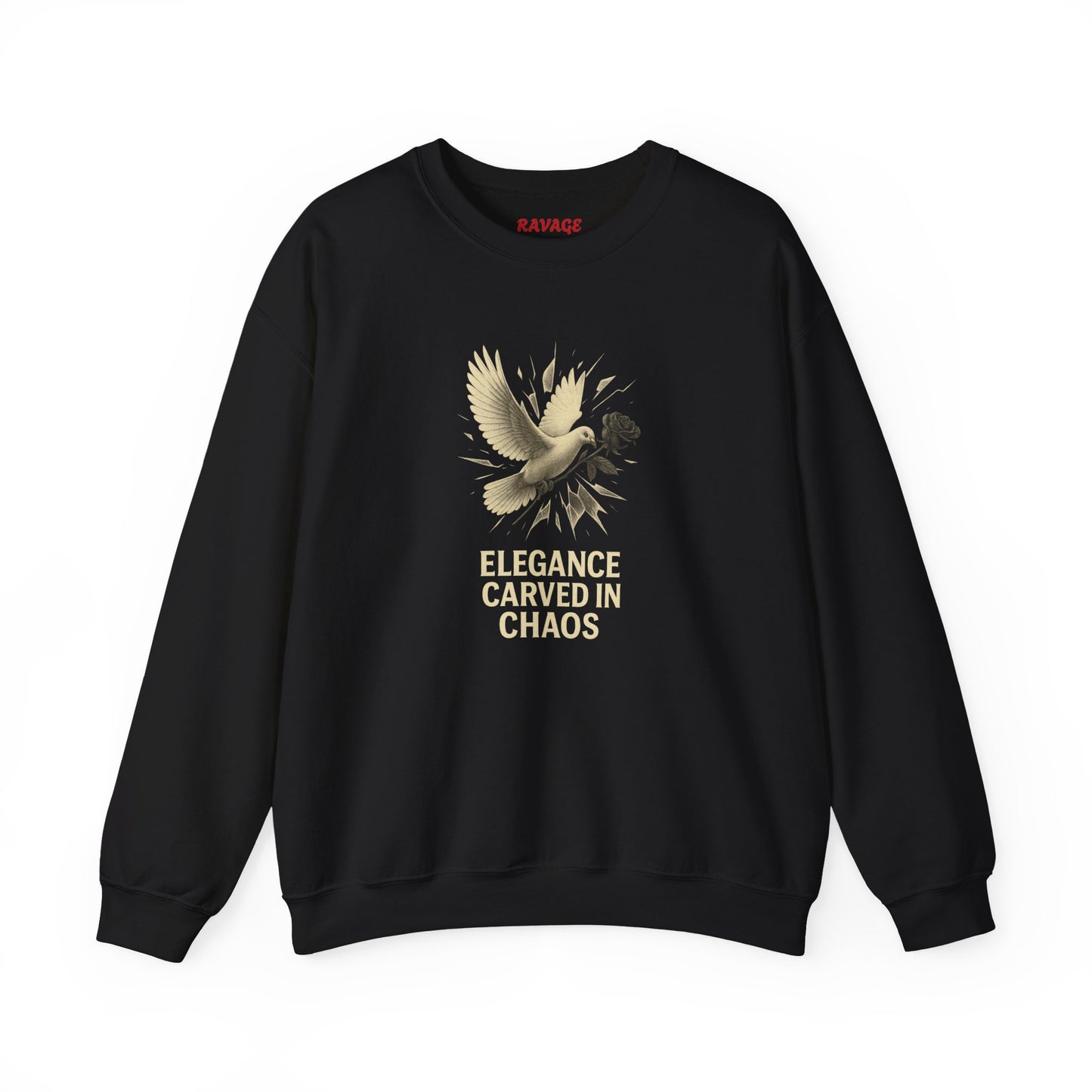 ELEGANCE CARVED IN CHAOS Unisex Crewneck Sweatshirt – Heavy Blend Pullover for Casual Wear | Cozy Streetwear Gift for Her, Feminist Fashion Statement