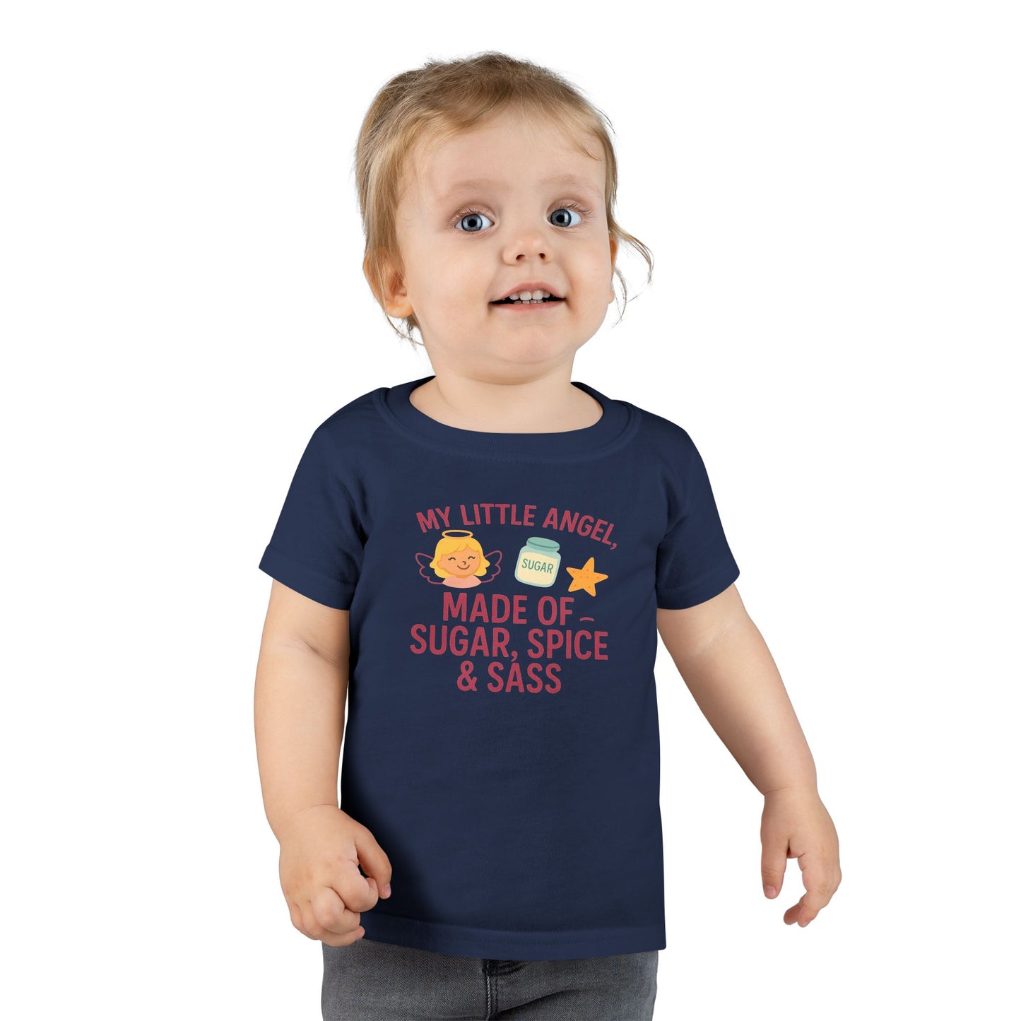 Toddler T-Shirt - My Little Angel - Made of Sugar, Spice & Sass - Cute Gift for Birthday, Baby Shower, Toddler Playdates, Everyday Wear