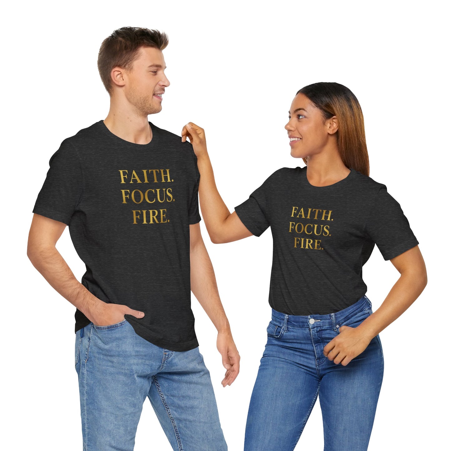 Faith Focus Fire T-Shirt | Inspirational Christian Apparel, Motivational Unisex Tee, Casual Everyday Wear, Holiday & Celebration Gift