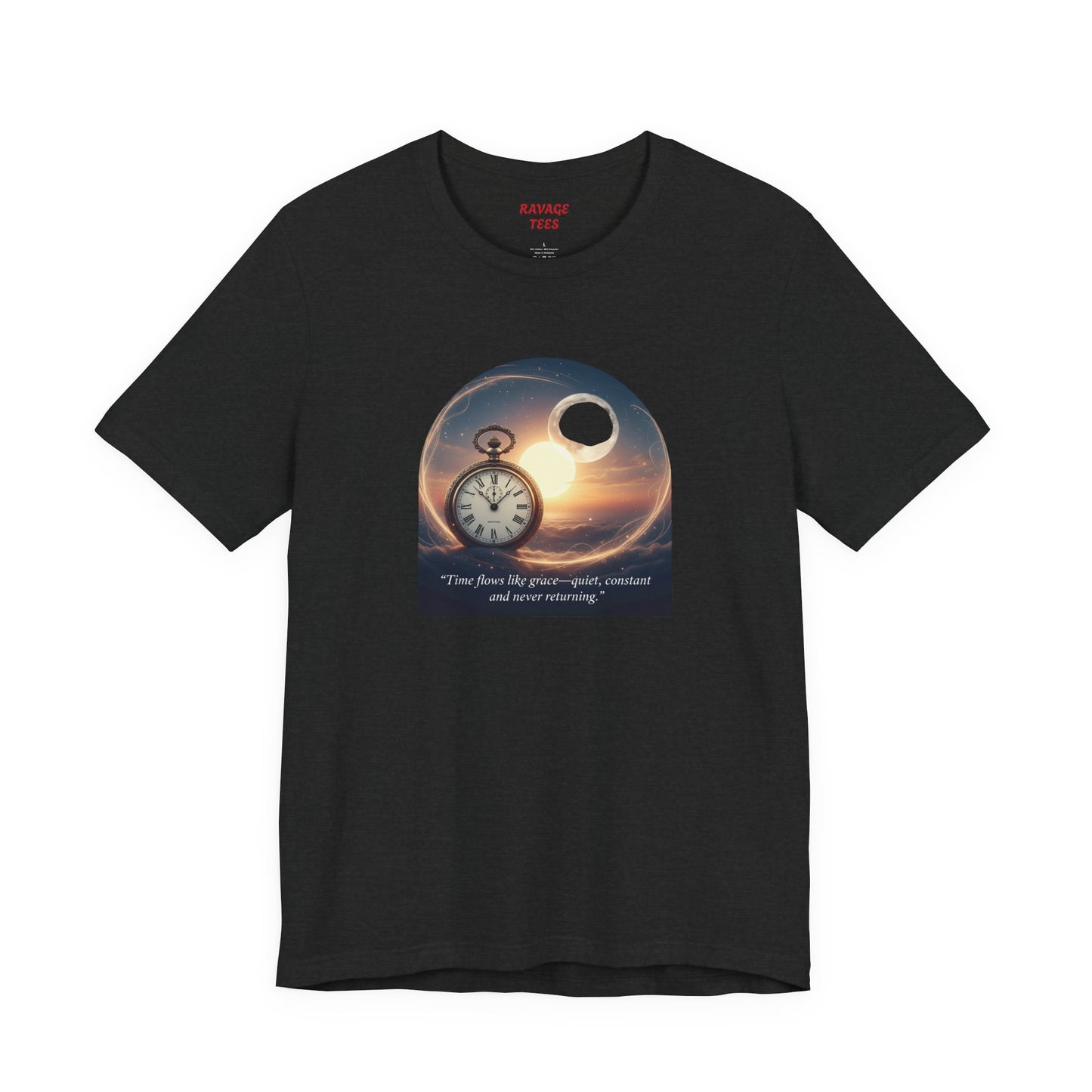 Time Flows Like Grace Cosmic Time Short Sleeve Tee, Celestial T-Shirt, Space Lover Gift, Astrology Shirt, Motivational Tee, Moon Phase Apparel