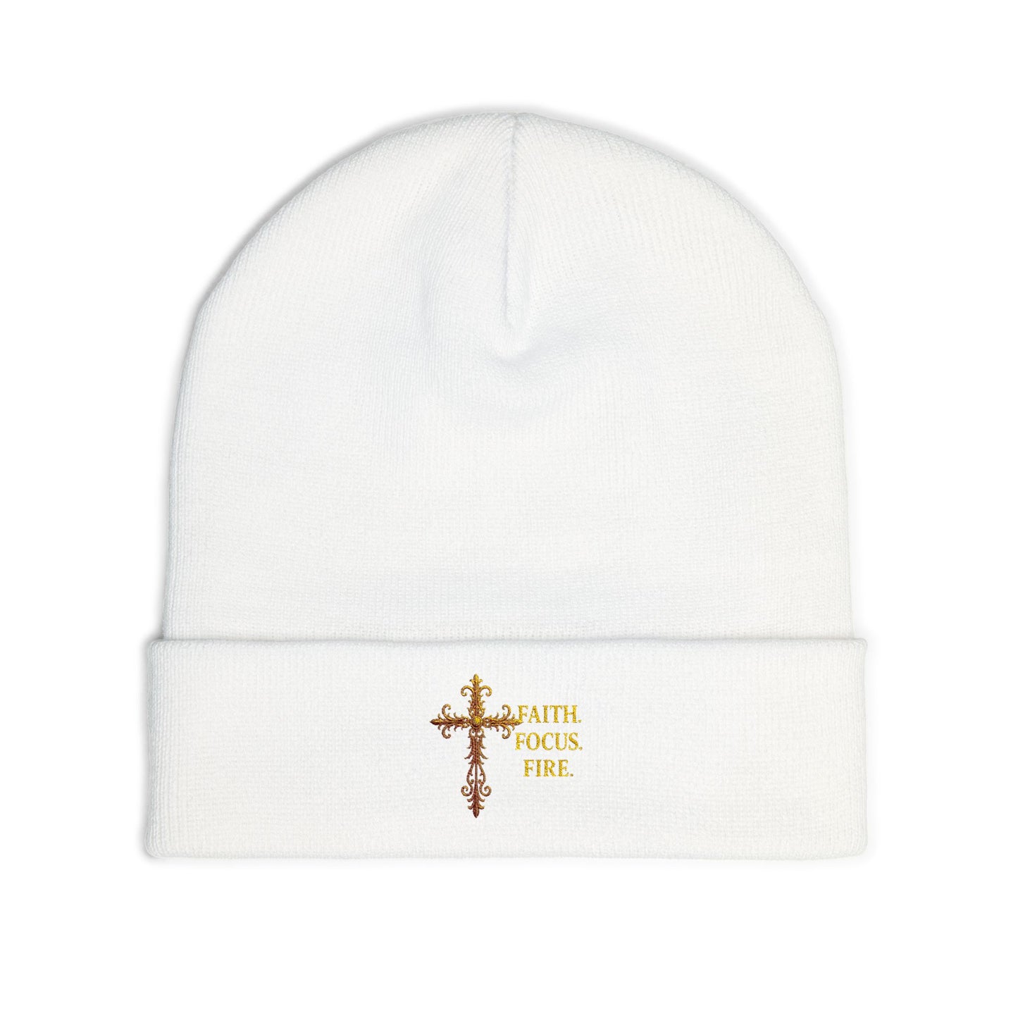 Embroidered Faith Beanie - Cozy Knit Hat for Winter, Inspirational Accessory, Unisex, Gift for Believers, Fashionable Headwear