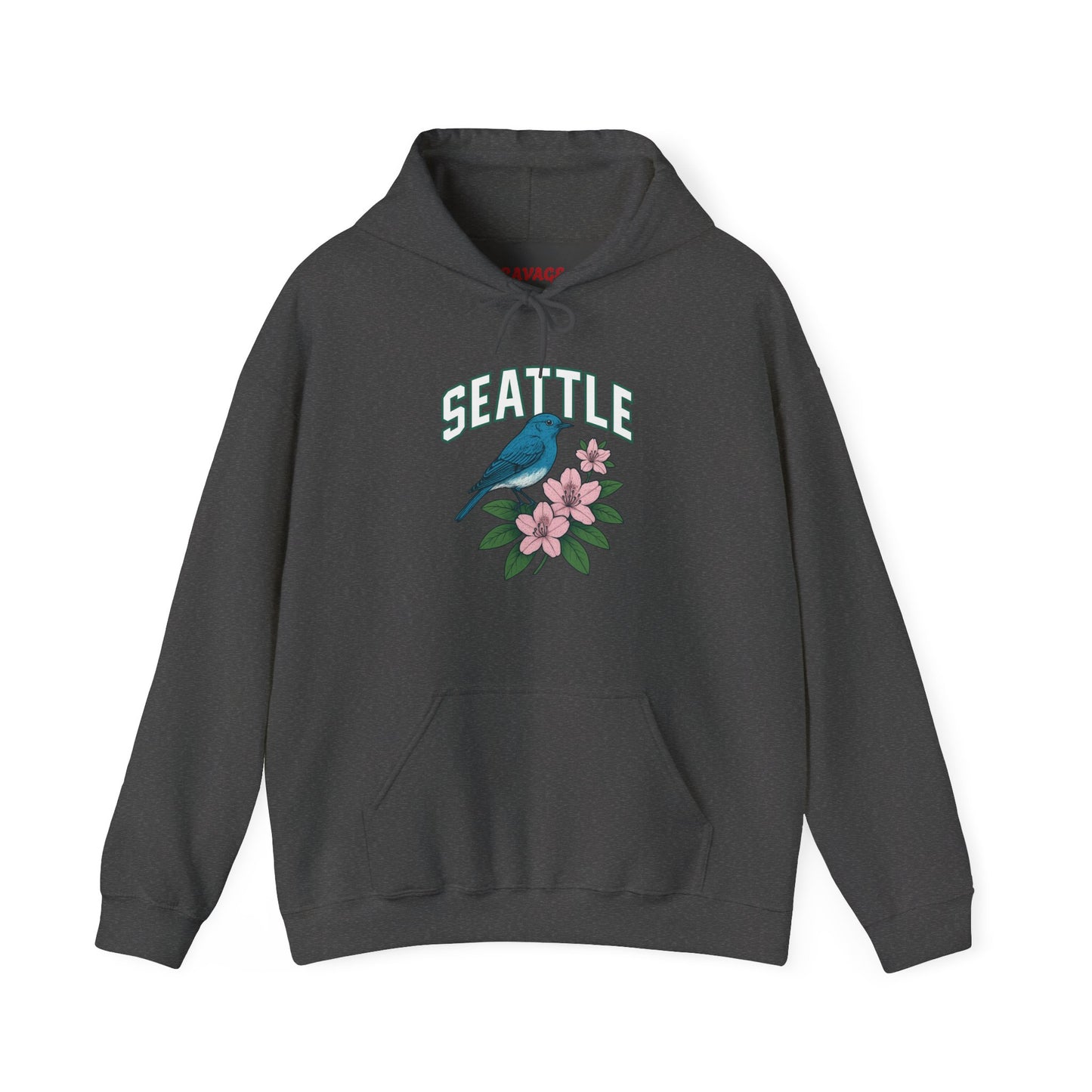 Seattle Bird & Floral Unisex Hoodie, Cozy Sweatshirt, Gift for Nature Lovers, Casual Wear, Travel Souvenir, Relaxed Style